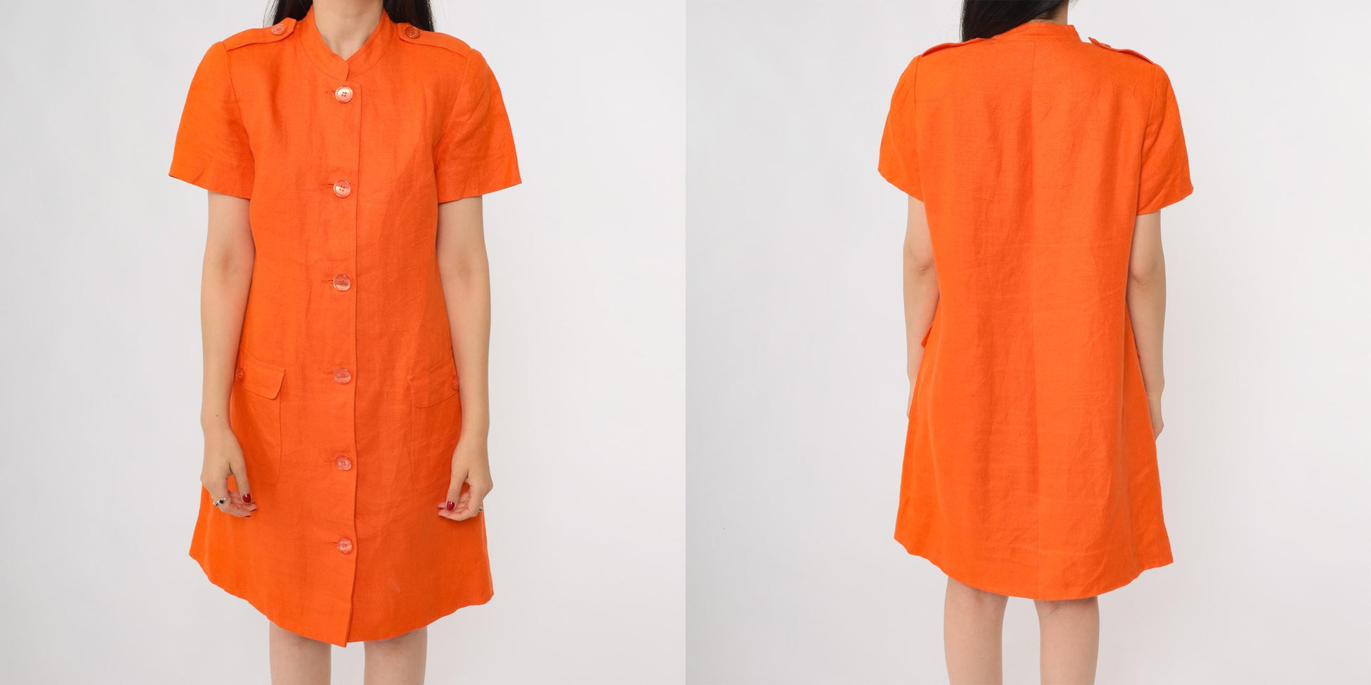 80s Rickie Freeman for Teri Jon Orange Linen Mini Shift Dress Large 10