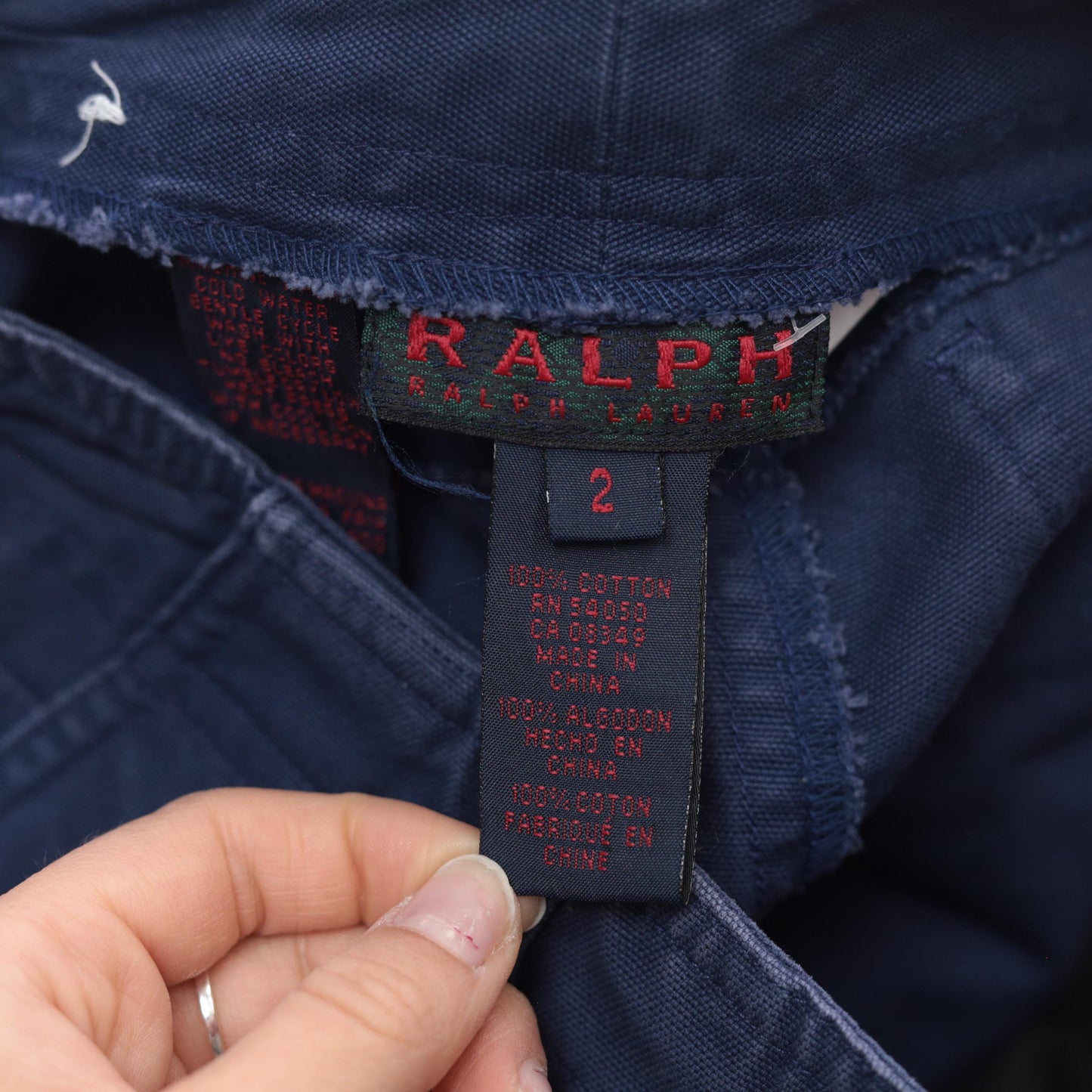 Ralph Lauren Navy Cotton Twill Shorts High Waisted Button Front 90s Small