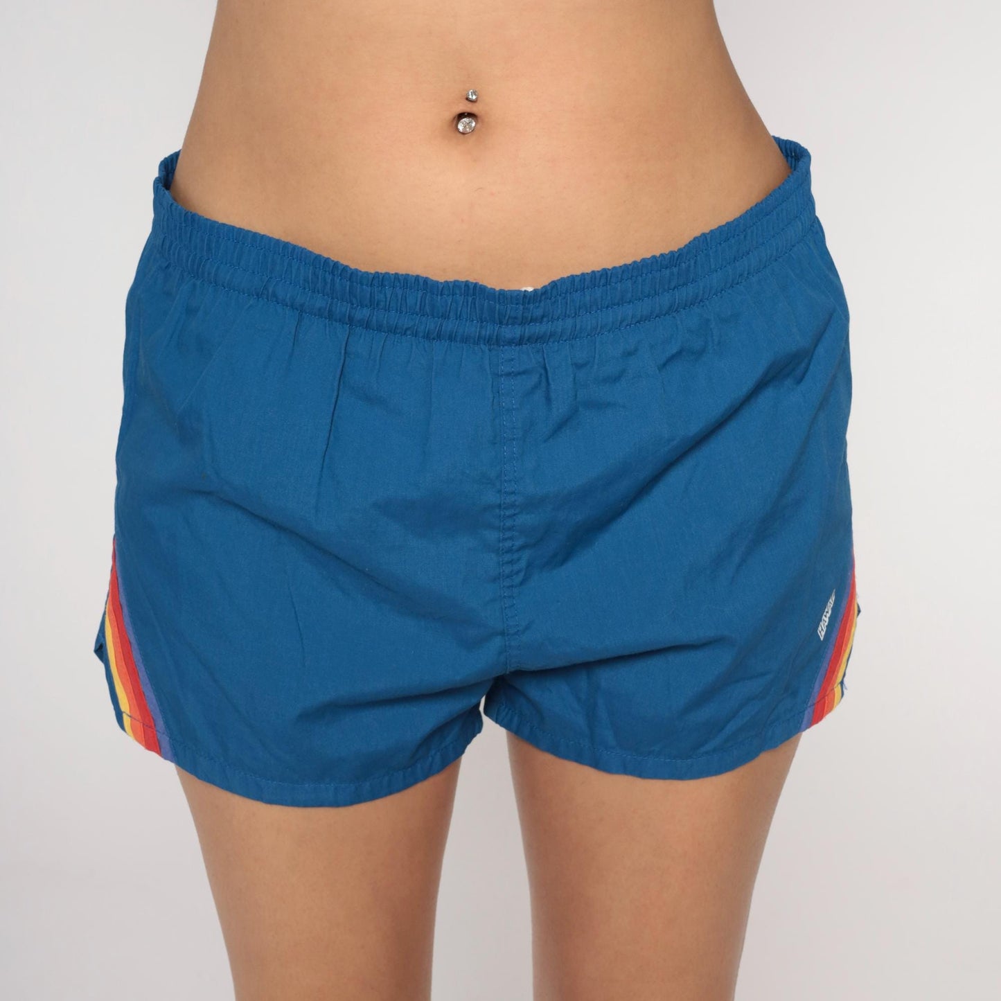 80s Liki Liki Swim Trunks Blue Diagonal Stripe Board Shorts Medium