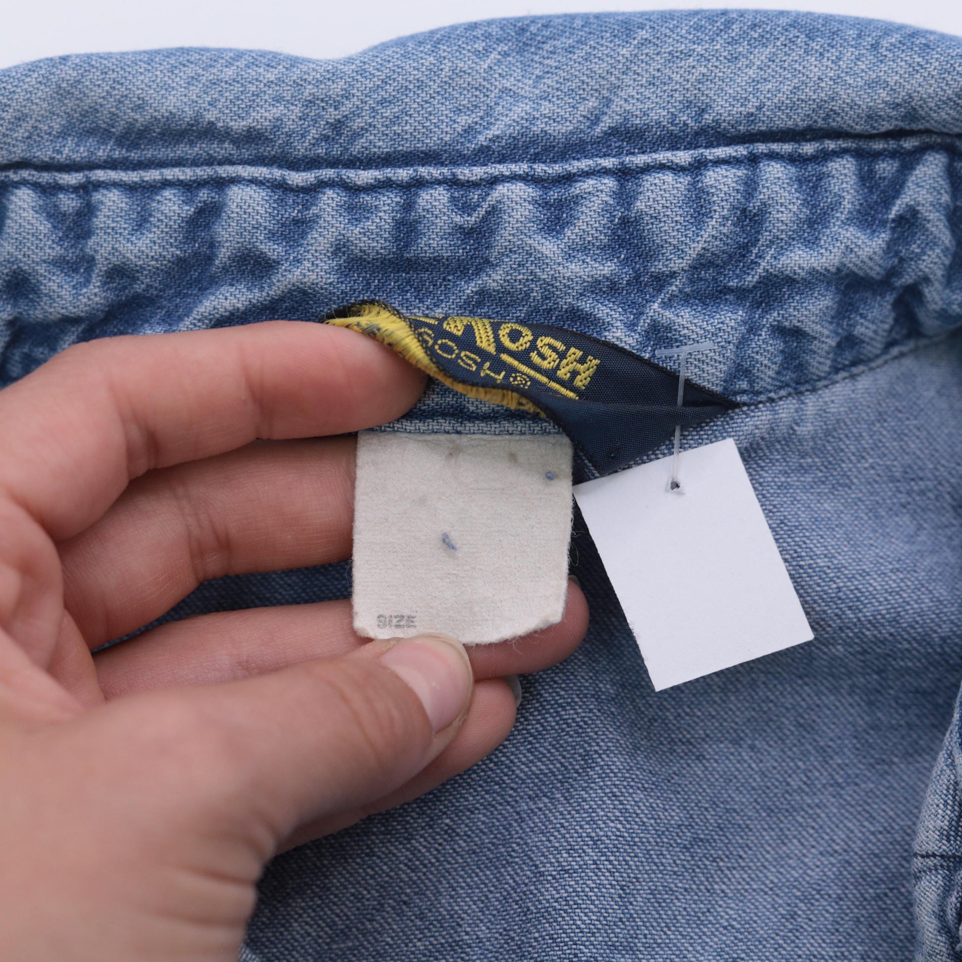 90s Osh Kosh B'Gosh Denim Shirt Distressed Ripped Frayed Blue Medium