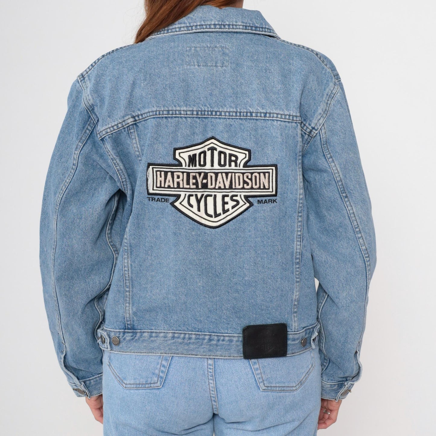 90s Harley Davidson Light Wash Denim Jacket Unisex Medium M