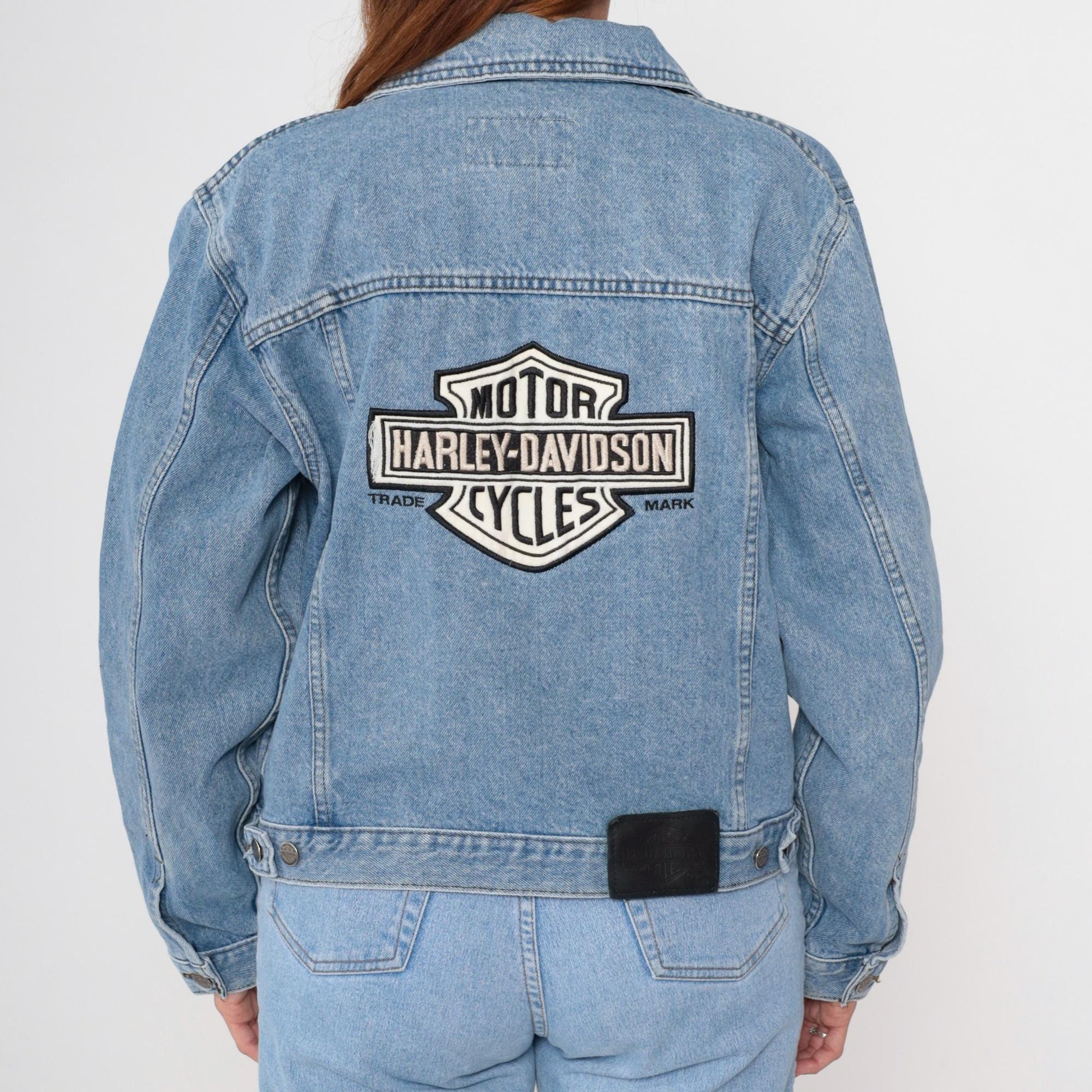 90s Harley Davidson Light Wash Denim Jacket Unisex Medium M