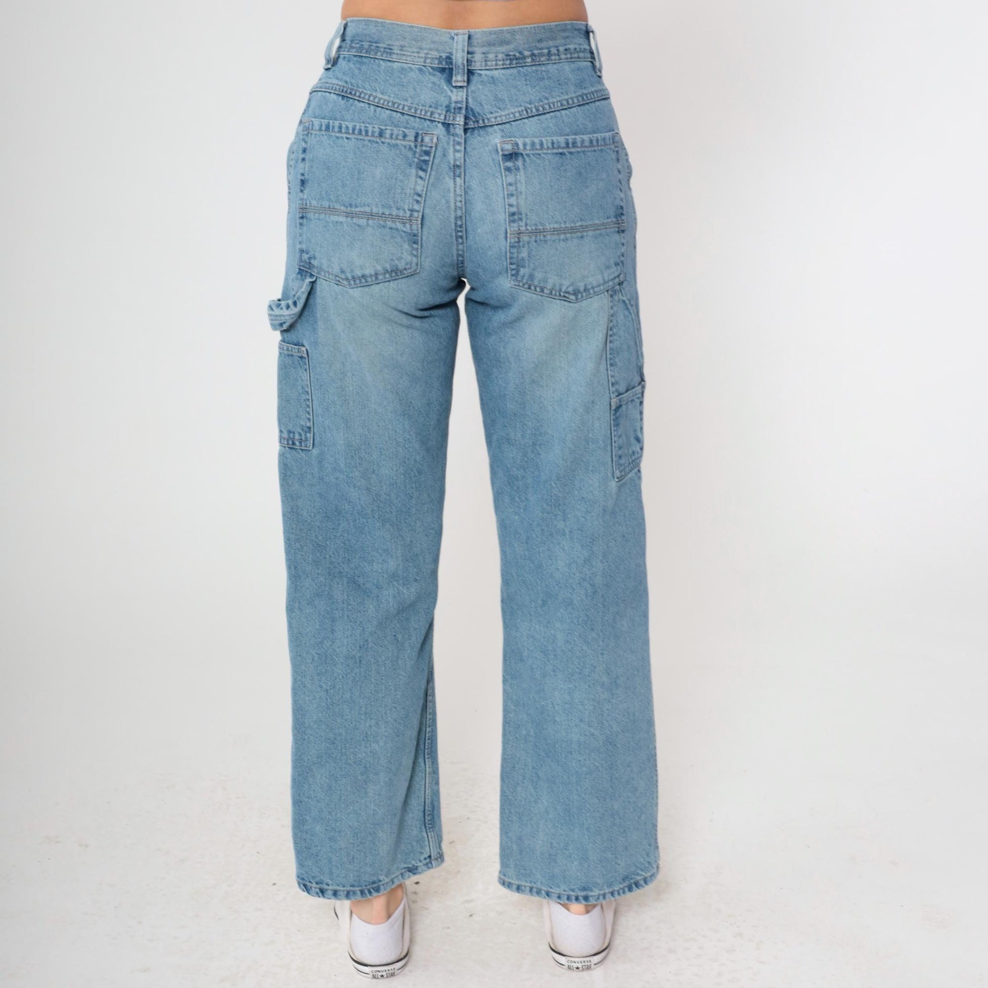 Y2K Arizona Jean Cargo Jeans Blue Denim Mid Rise Baggy Medium 30