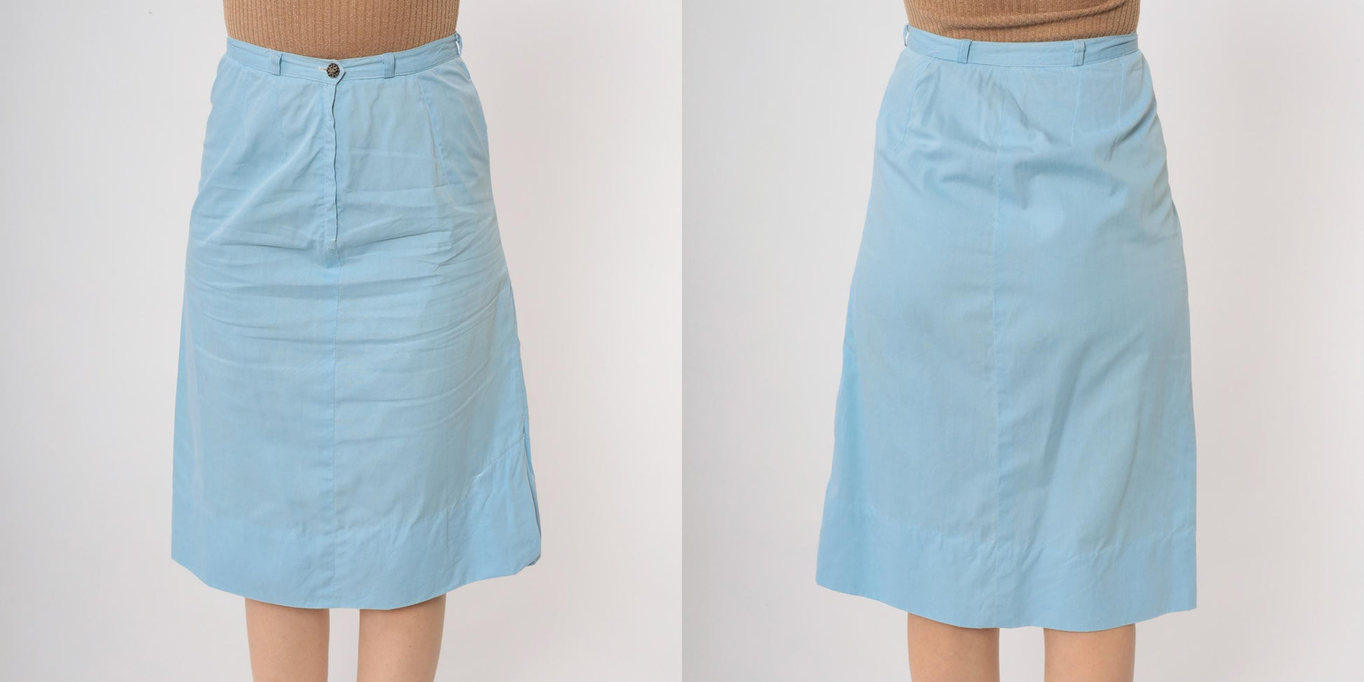 60s Suburban Set Pencil Skirt Light Blue High Waisted Knee Length Extra Small XS