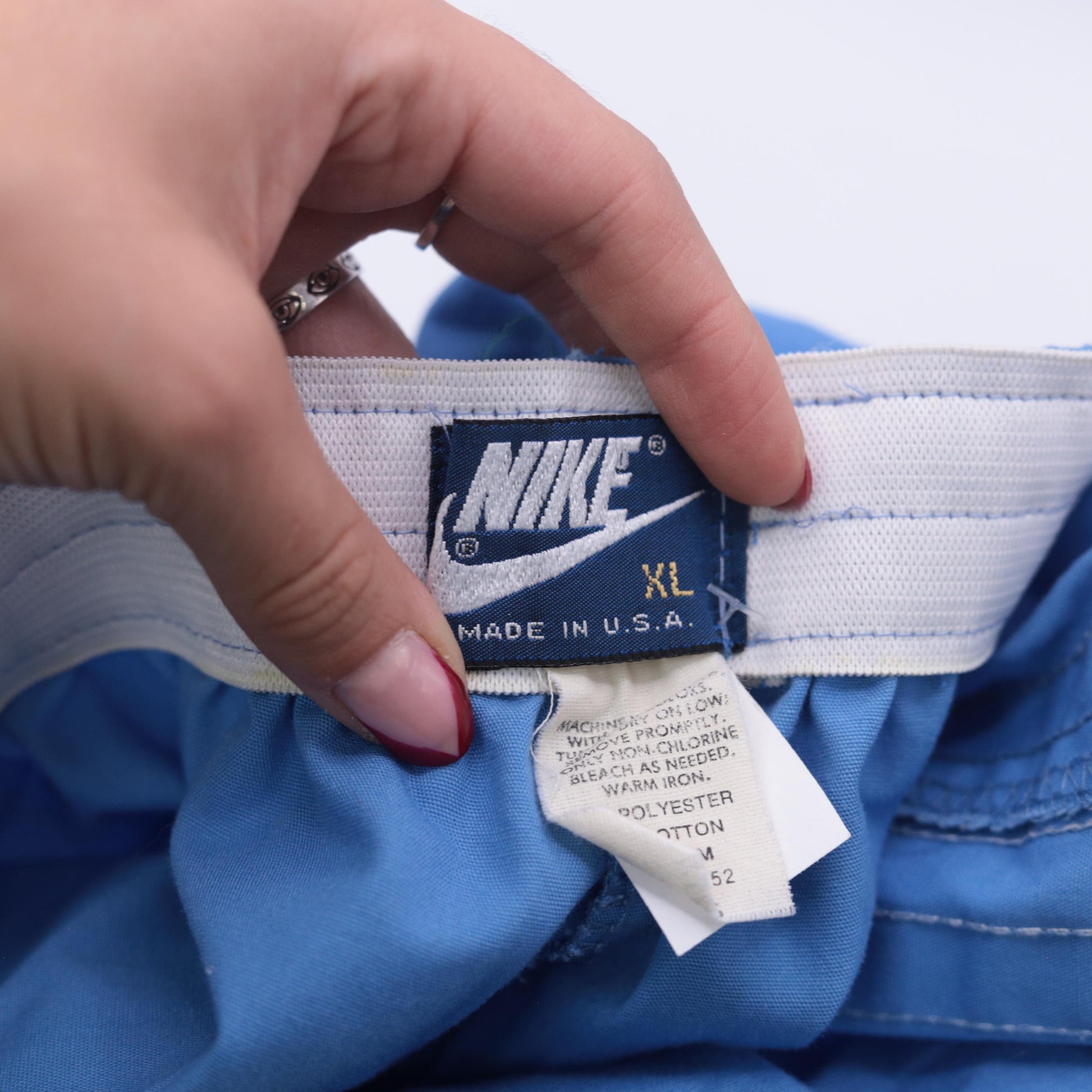 80s Nike Running Shorts Blue White Stripe Elastic Waist Men's Extra Large