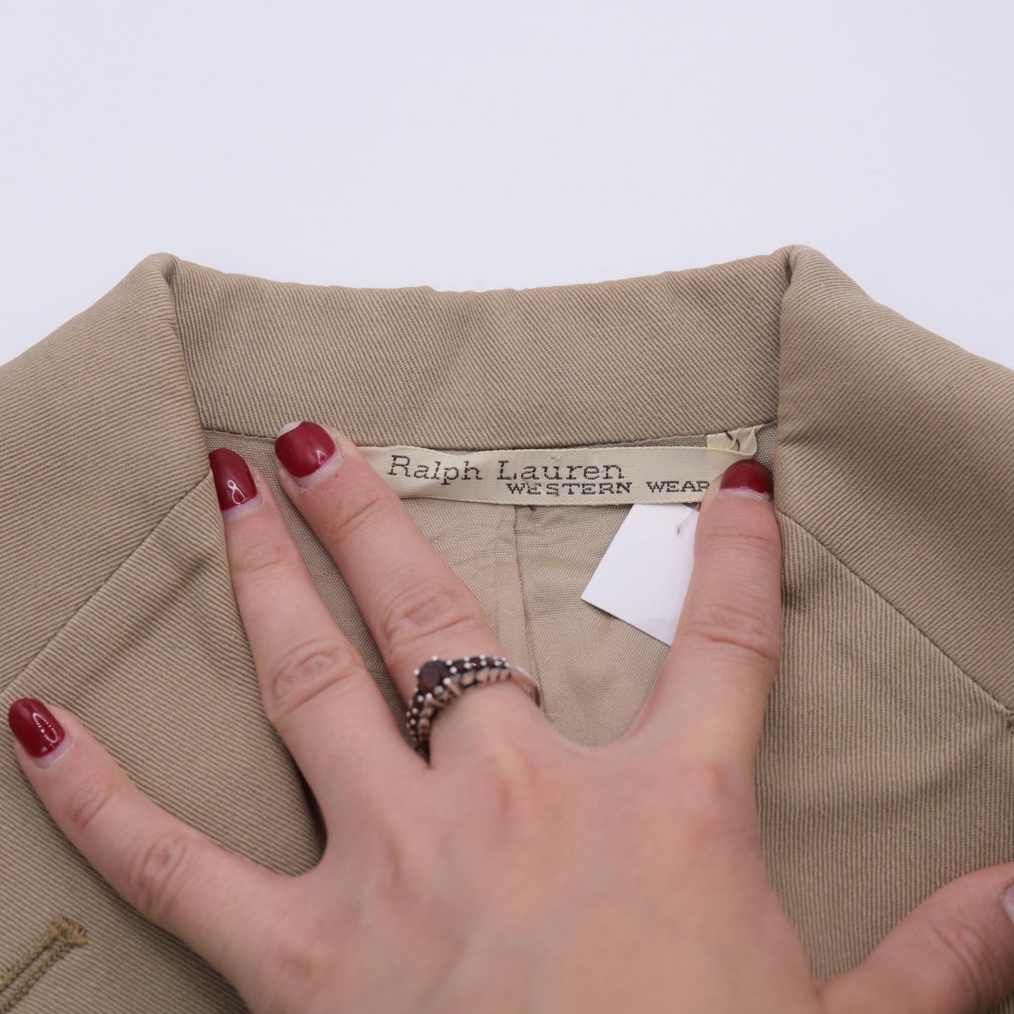 70s Ralph Lauren Western Wear Blazer Tan Cotton Equestrian Jacket Extra Small XS