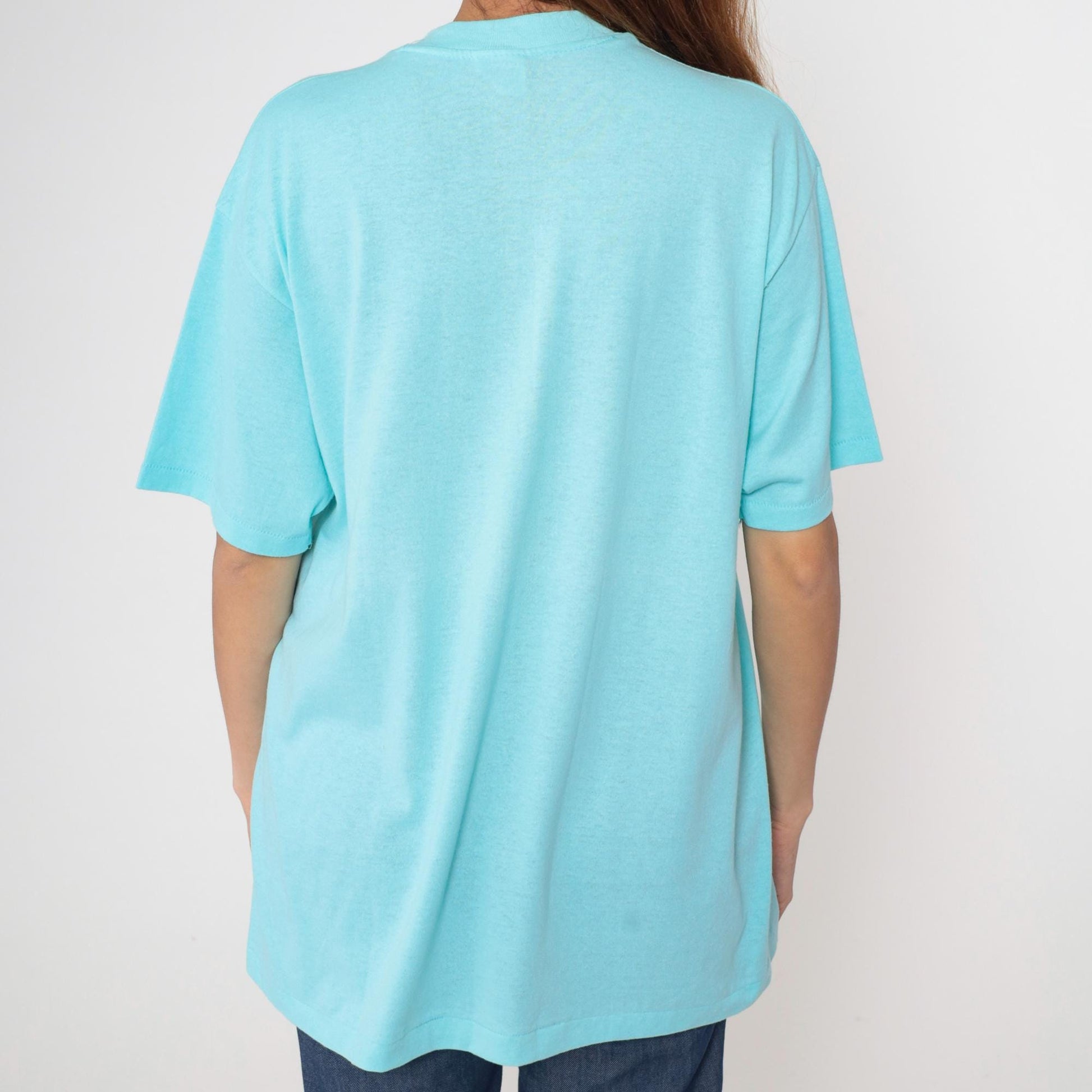 80s McGuire's 5K Run St Patrick's Day Graphic Tee Aqua Blue Extra Large XL