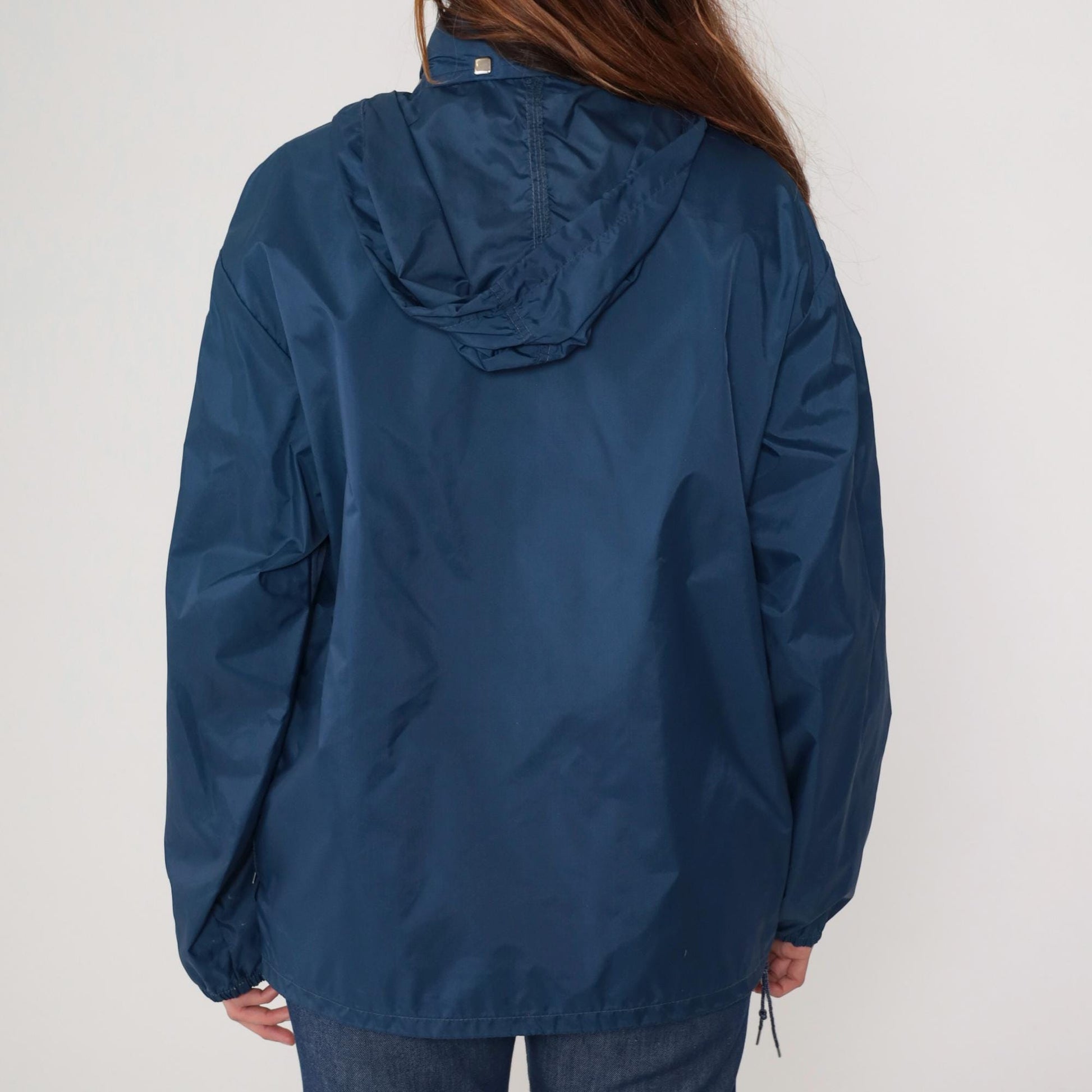80s Obermeyer Navy Hooded Windbreaker Jacket Unisex Large
