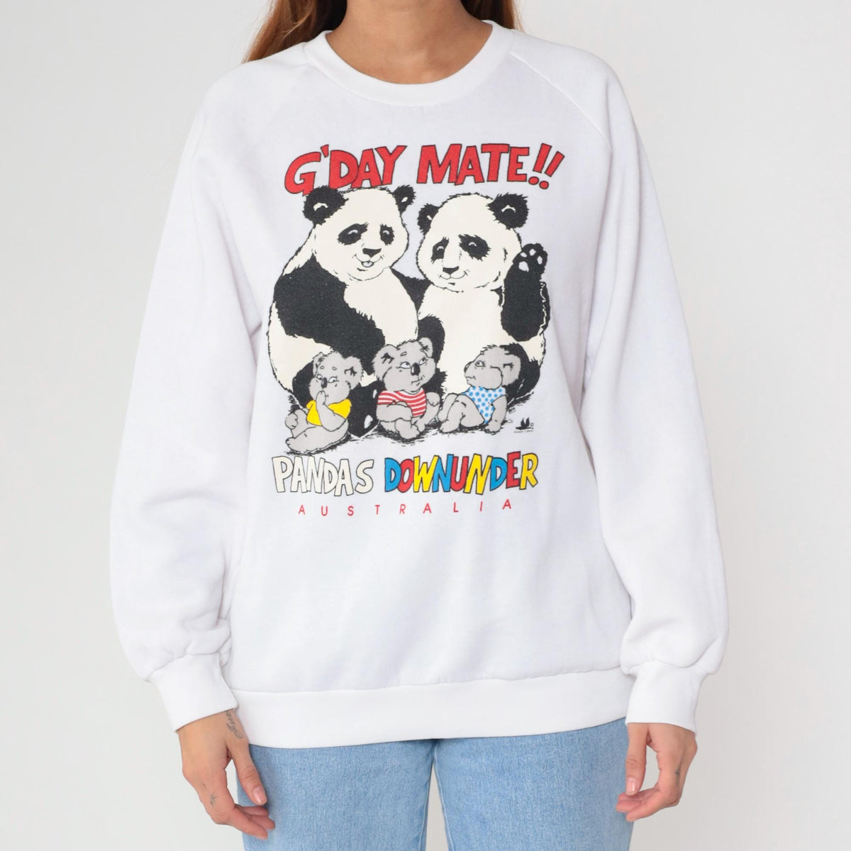 80s Australia Koala Sweatshirt Pandas Down Under Graphic Pullover Medium