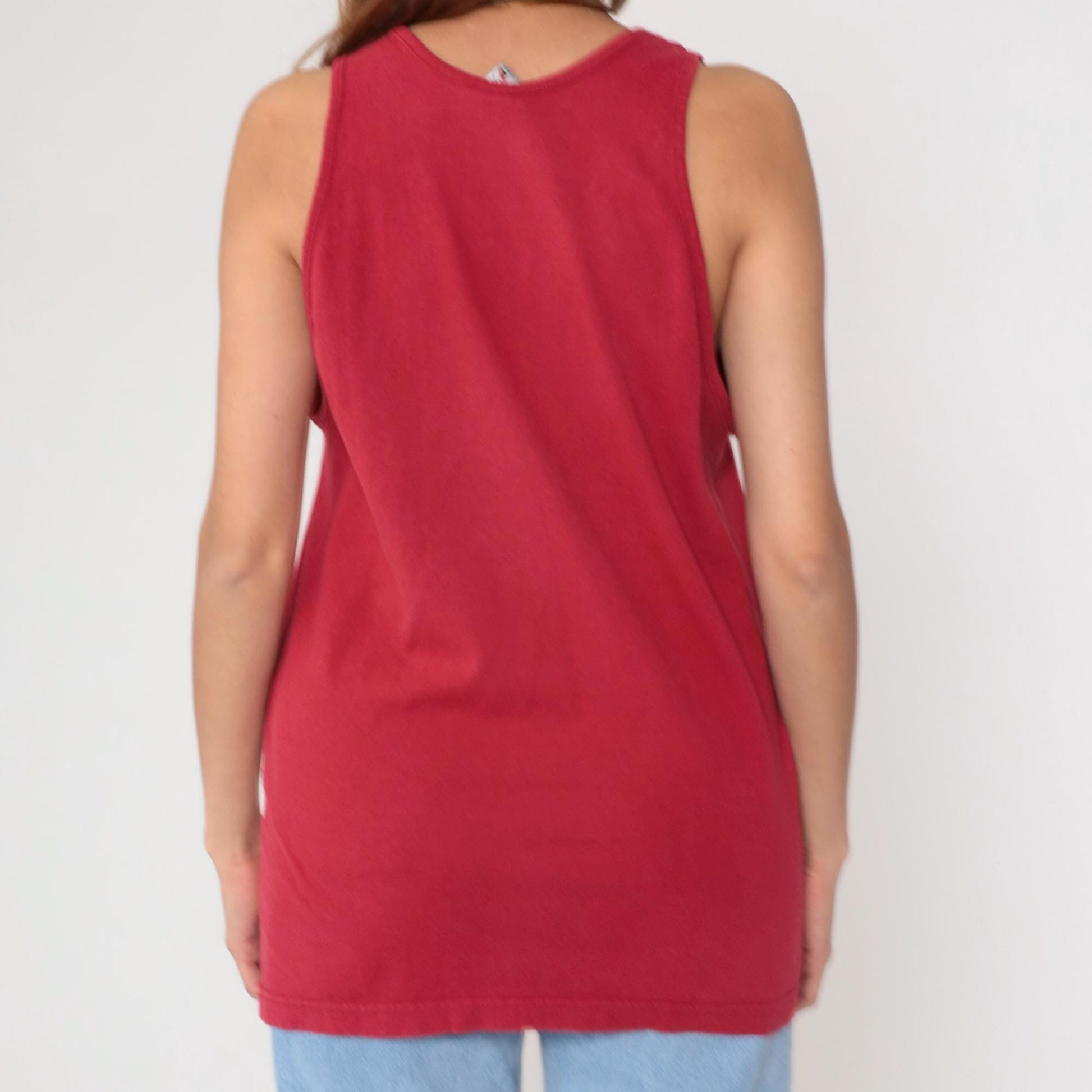 90s Caltech University Tank Top Red Cotton Graphic Racerback Large L