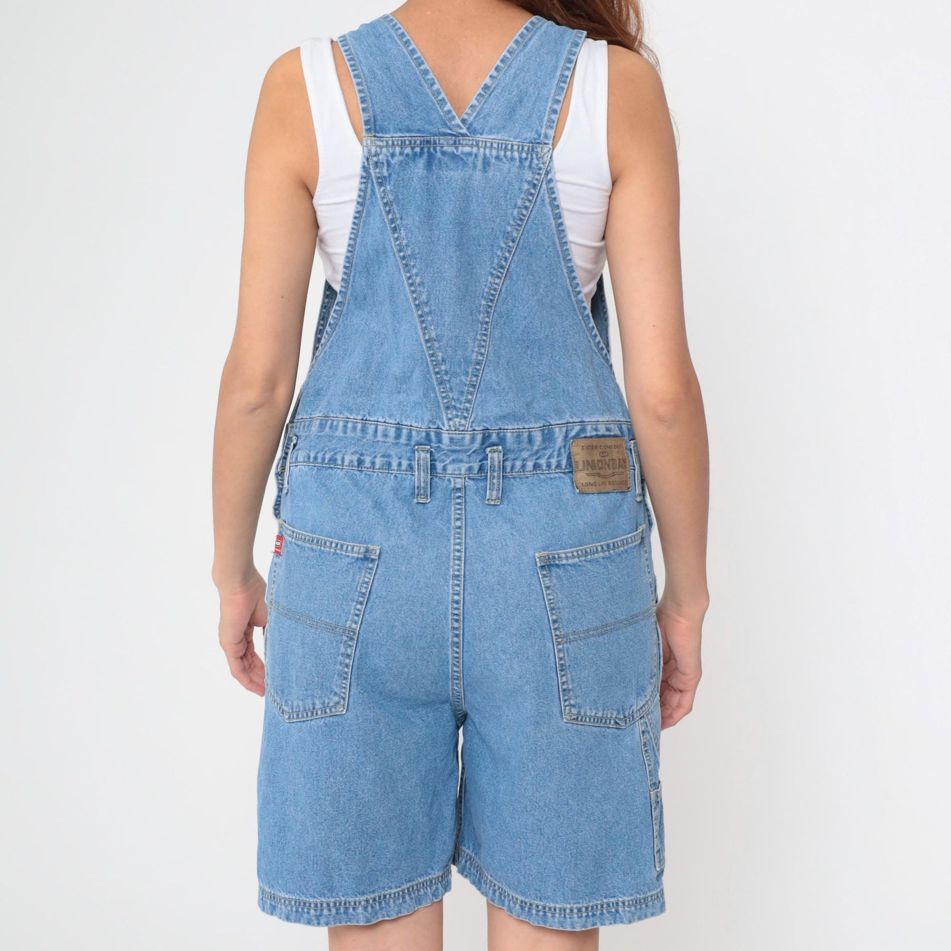 Y2K Union Bay Denim Shortalls Blue Bib Overalls Medium M