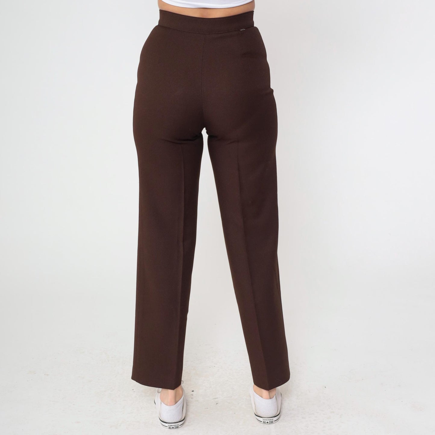 70s Levi's Bell Bottom Trousers High Waist Wide Leg Brown Polyester Small