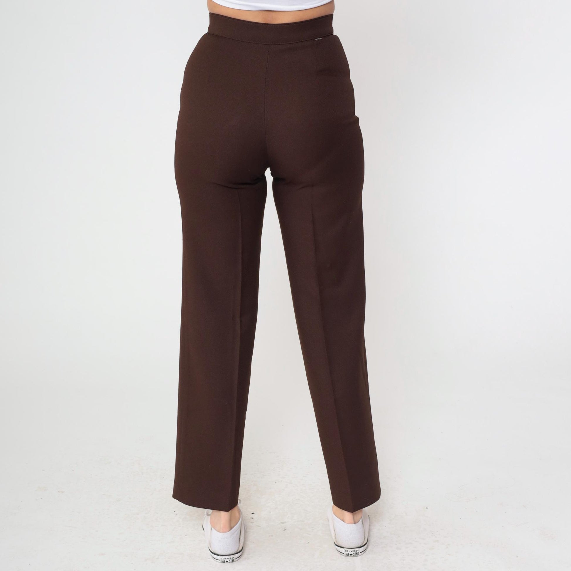 70s Levi's Bell Bottom Trousers High Waist Wide Leg Brown Polyester Small