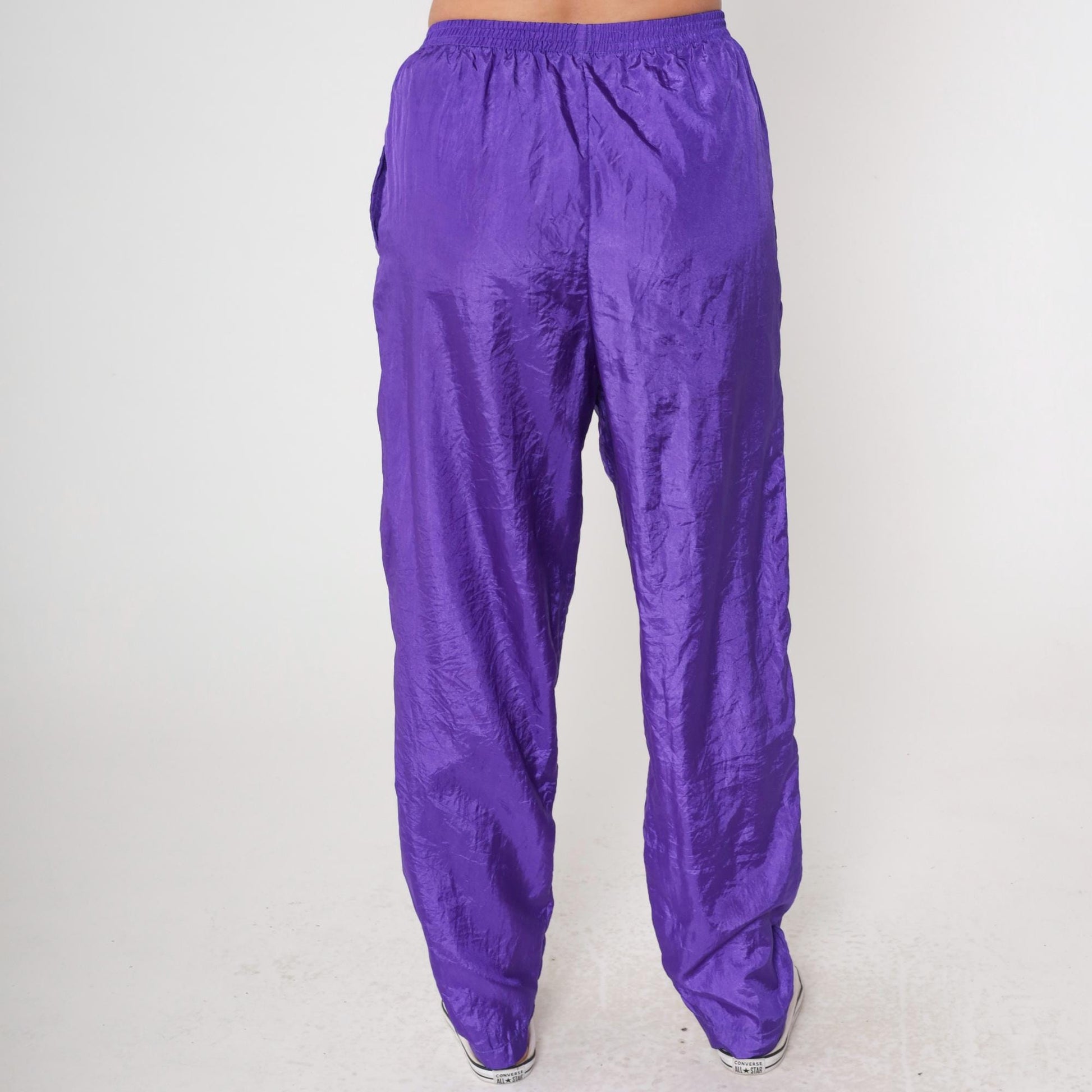 90s Purple Satin Tracksuit Quilted Bomber Jacket Track Pants Large