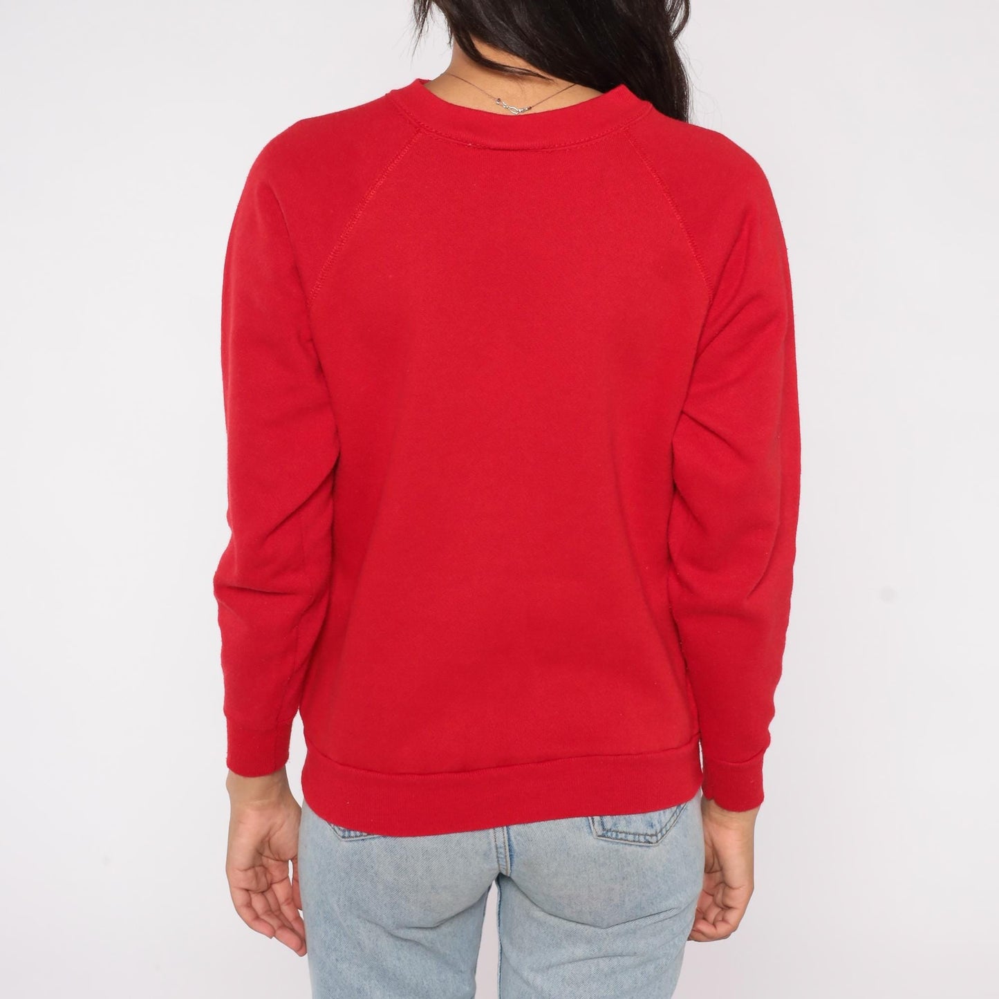 80s Joy Brass Horse Heart Sweatshirt Red Nordic Pattern Raglan Medium
