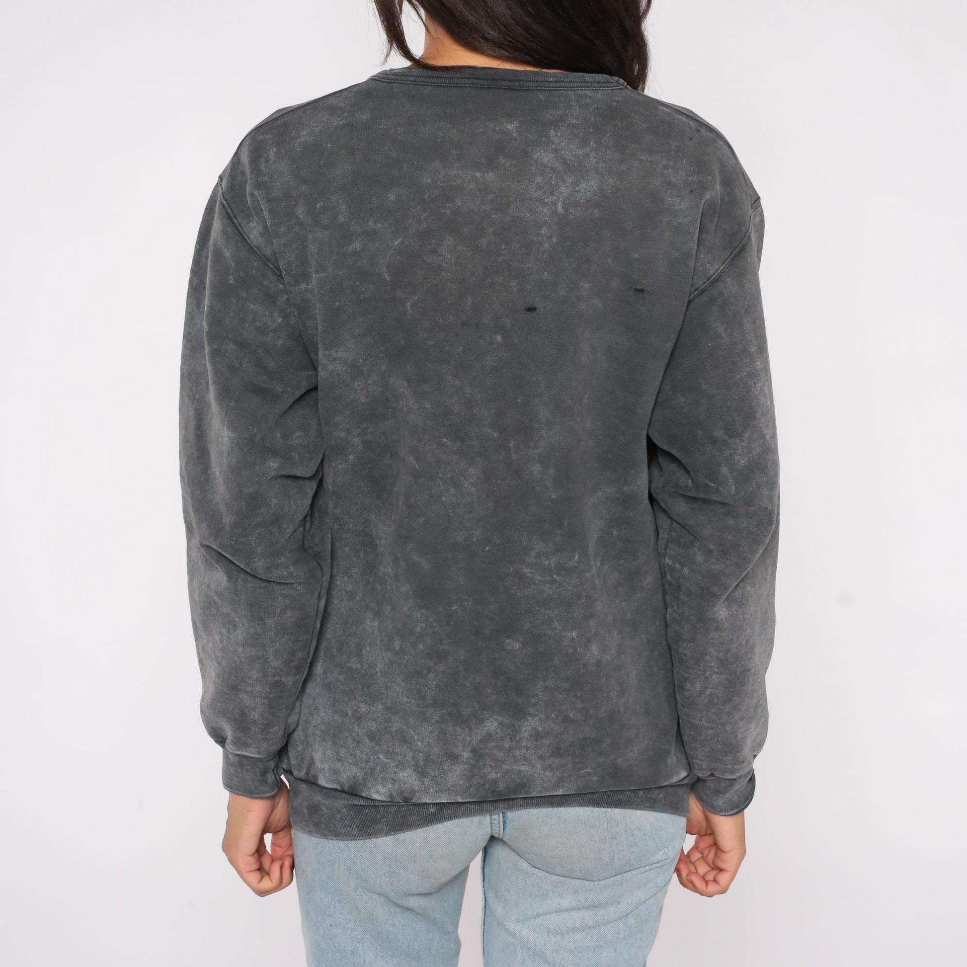 90s Brant Festival Goose Embroidered Acid Wash Sweatshirt Grey Medium