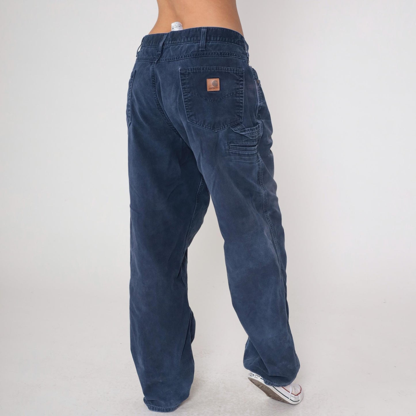 Y2K Carhartt Navy Straight Leg Work Pants Hammer Loop 38x32
