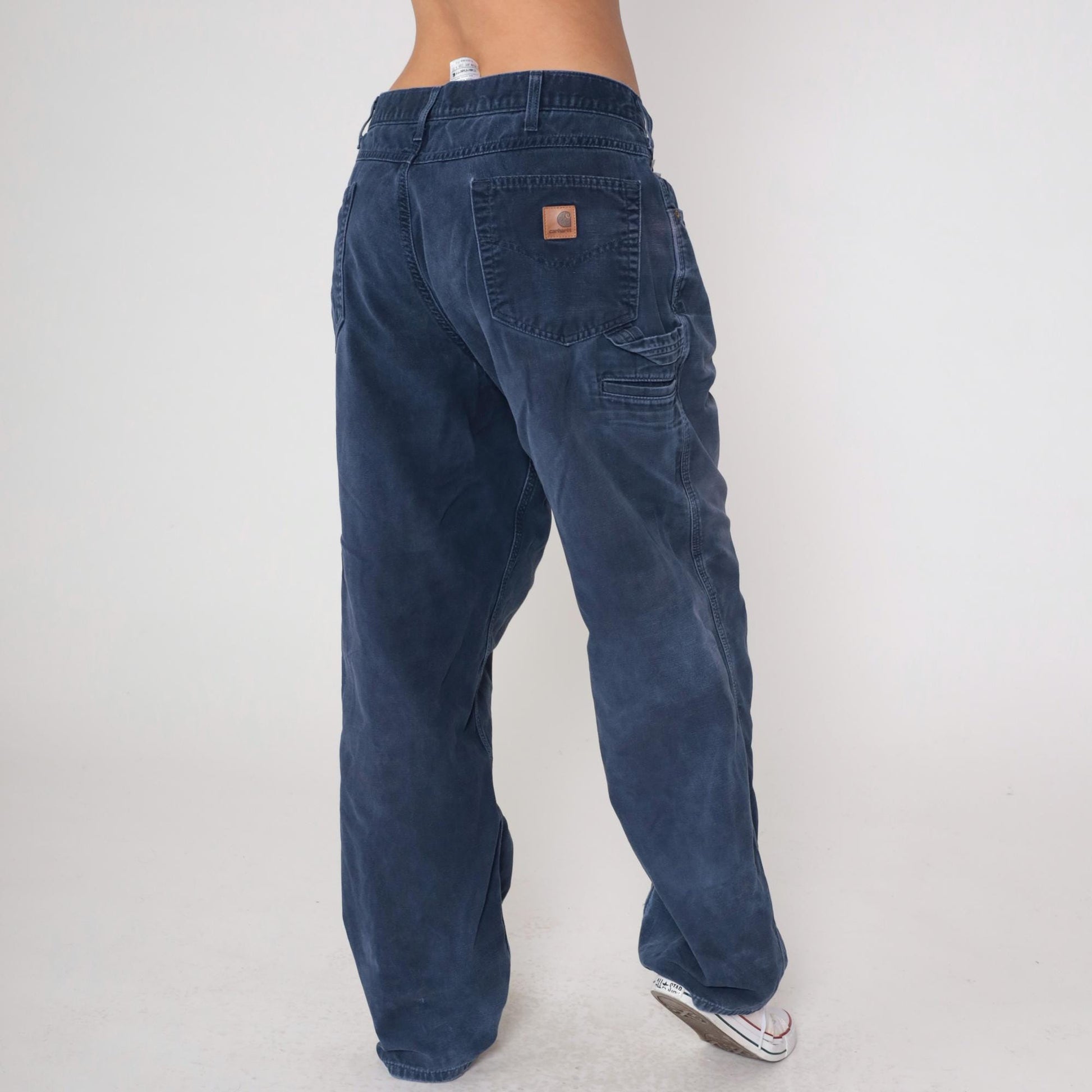 Y2K Carhartt Navy Straight Leg Work Pants Hammer Loop 38x32