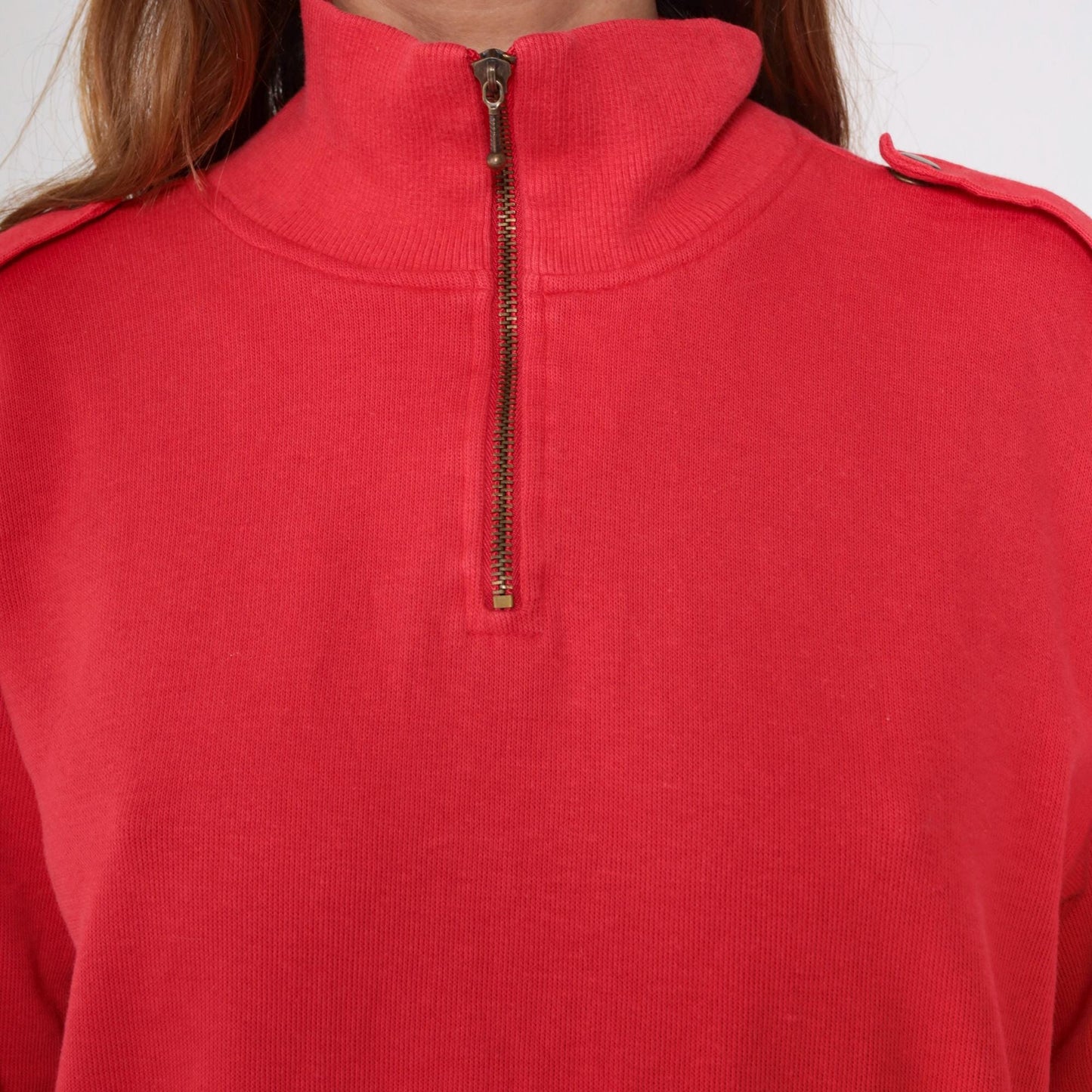 90s Liz Sport Red Quarter Zip Sweatshirt Nautical Flag Embroidery Medium M