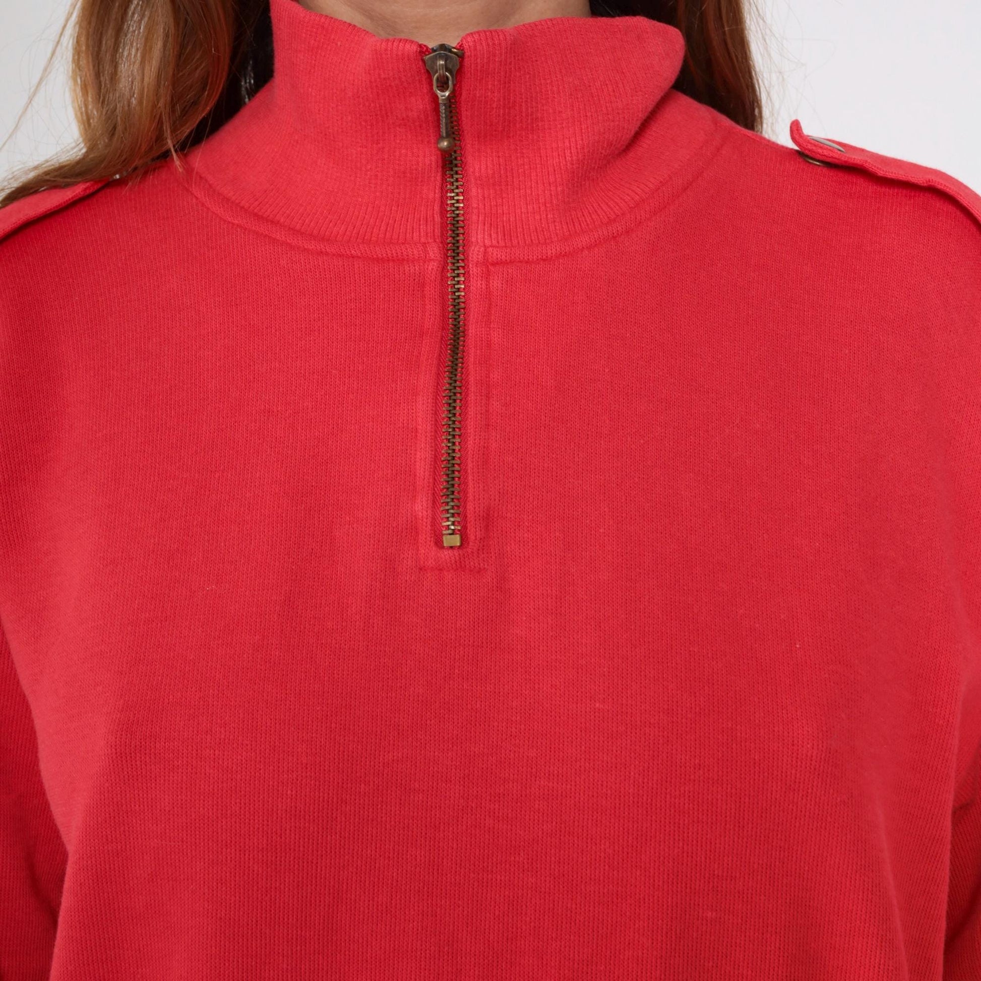 90s Liz Sport Red Quarter Zip Sweatshirt Nautical Flag Embroidery Medium M