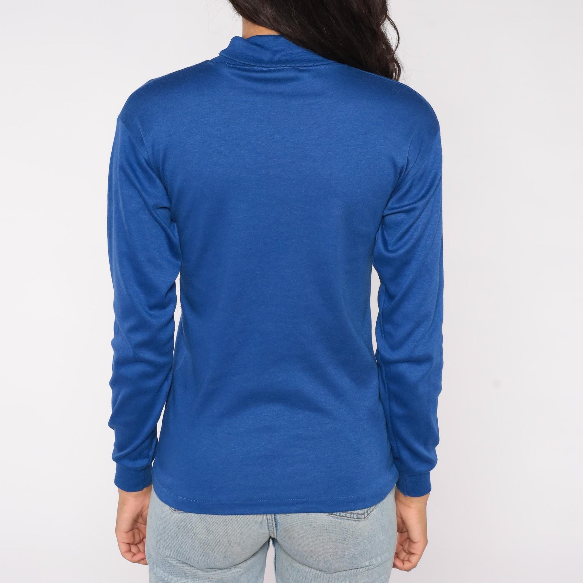 80s Favorites Brand Royal Blue Turtleneck Long Sleeve Cotton Blend Extra Large XL