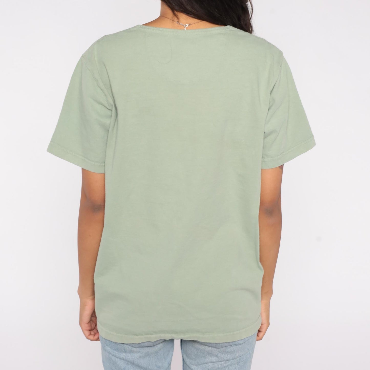 Y2K Sage Green Teapot Rose Graphic Tee Cotton Quote Print Small S