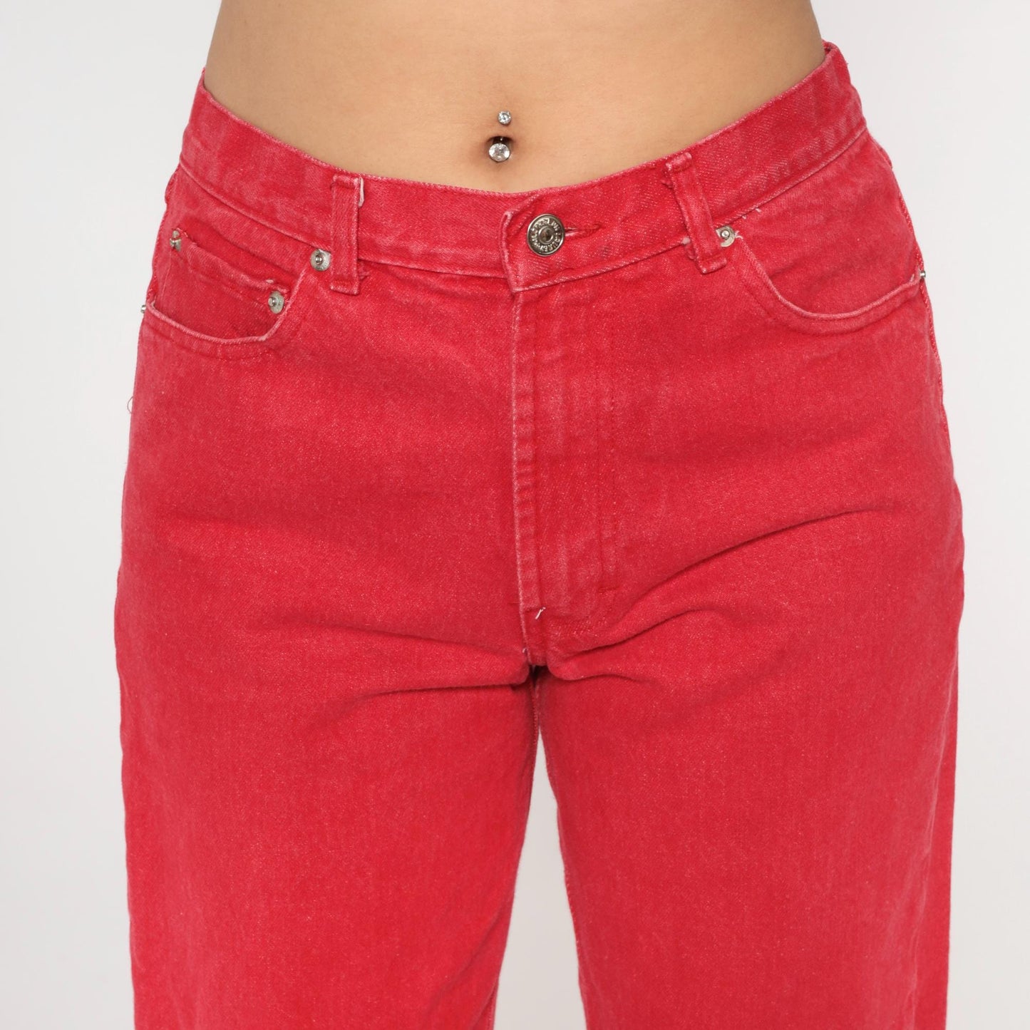 90s Polo Ralph Lauren Red Denim Jeans High Waist Straight Leg Large L