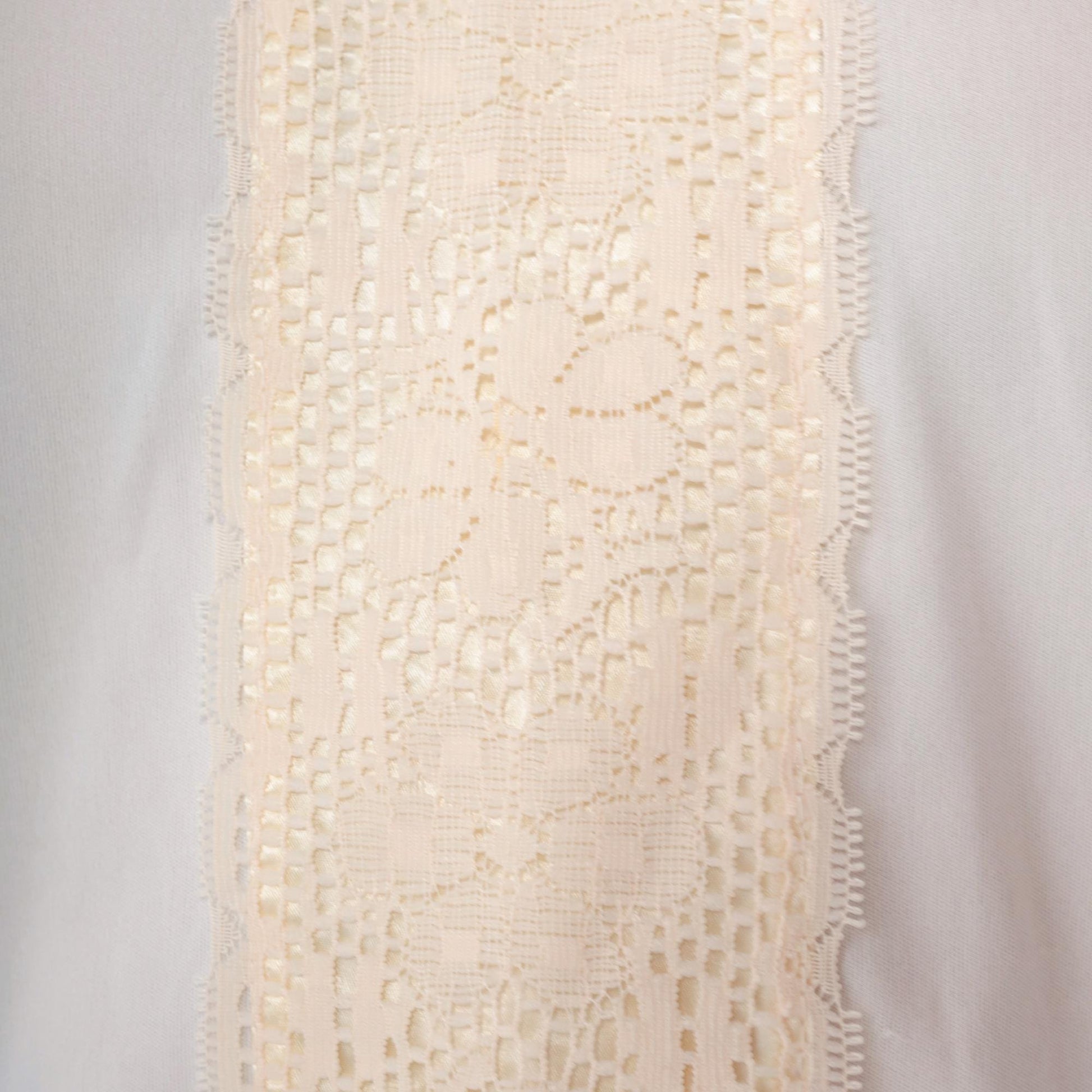 70s White Cream Lace Prairie Blouse Button Up Long Sleeve Medium M