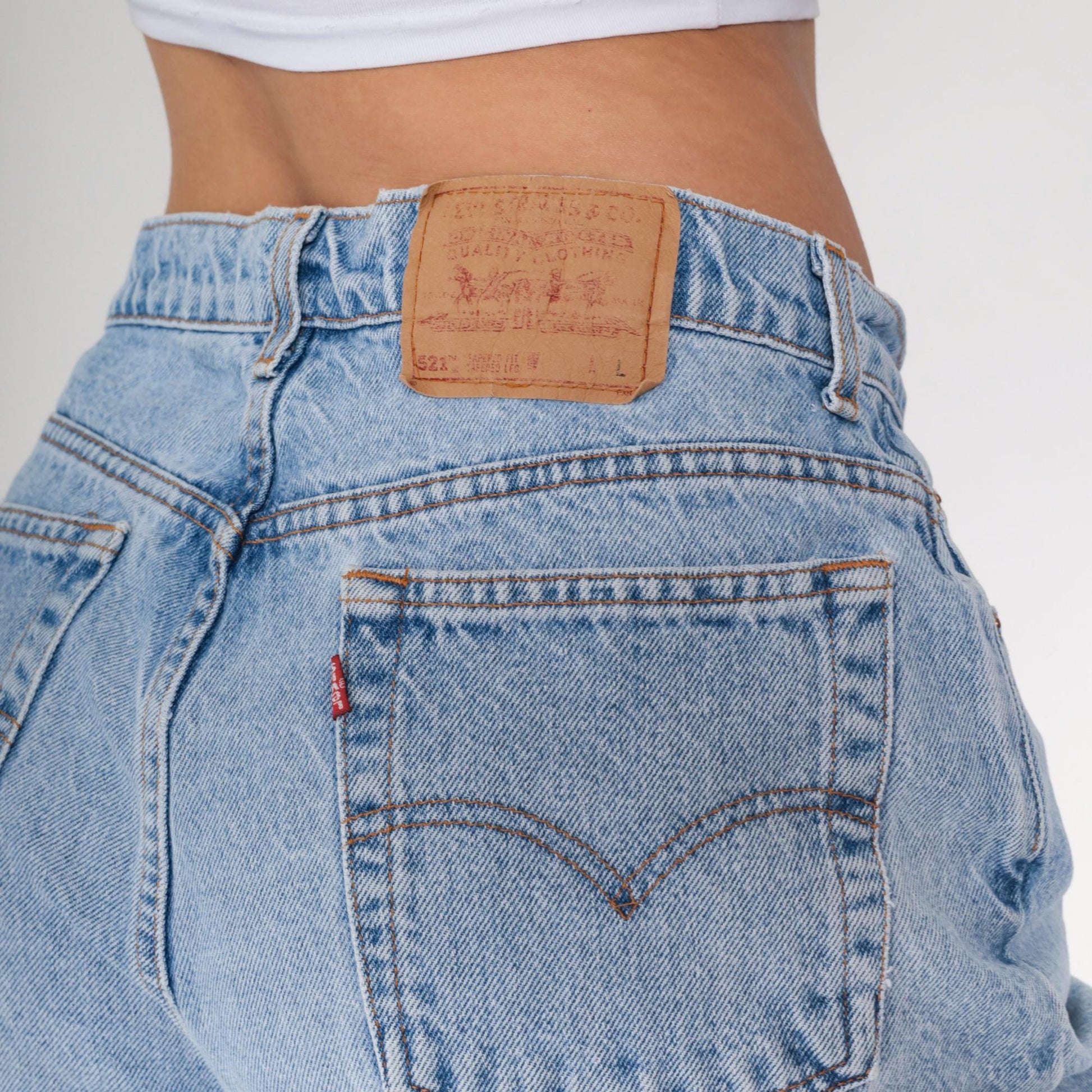Levi's 521 High Waist Mom Jeans Blue Denim Tapered 90s 16 Long