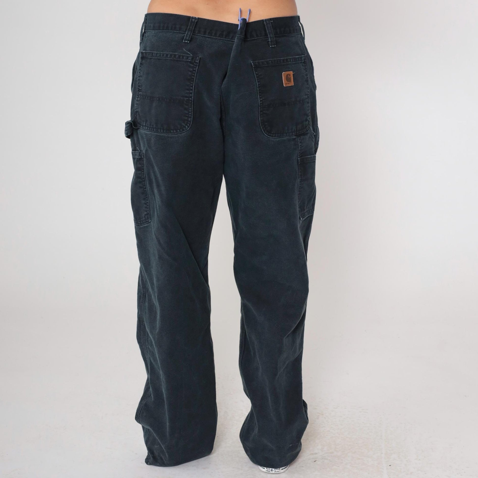 90s Carhartt Black Double Knee Work Pants 38x32 Denim Workwear Large