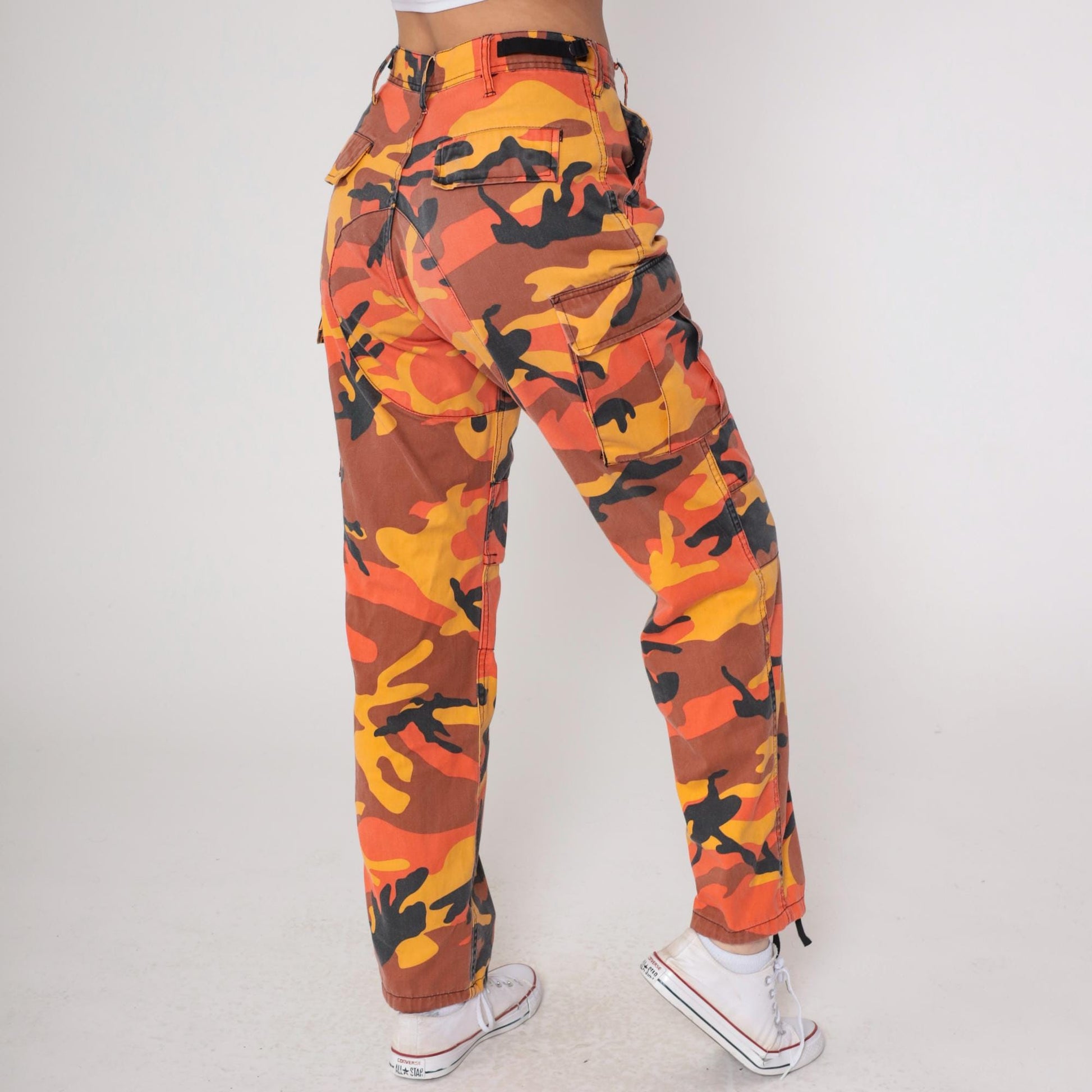 Y2K Orange Camo Cargo Pants Rothco Military Small