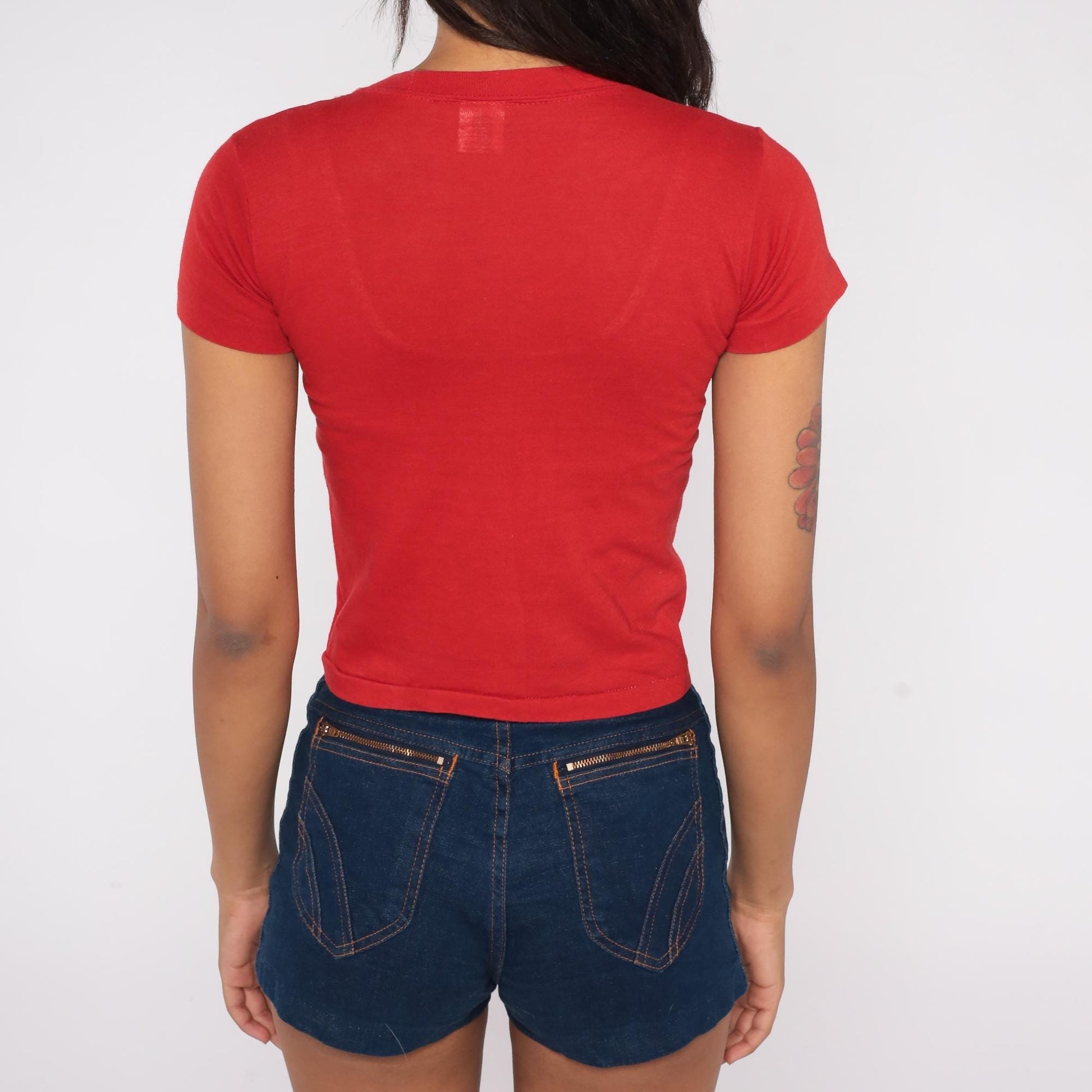 80s Will Kern Fitness Derby Graphic T-Shirt Red Silver Crewneck Extra Small XS