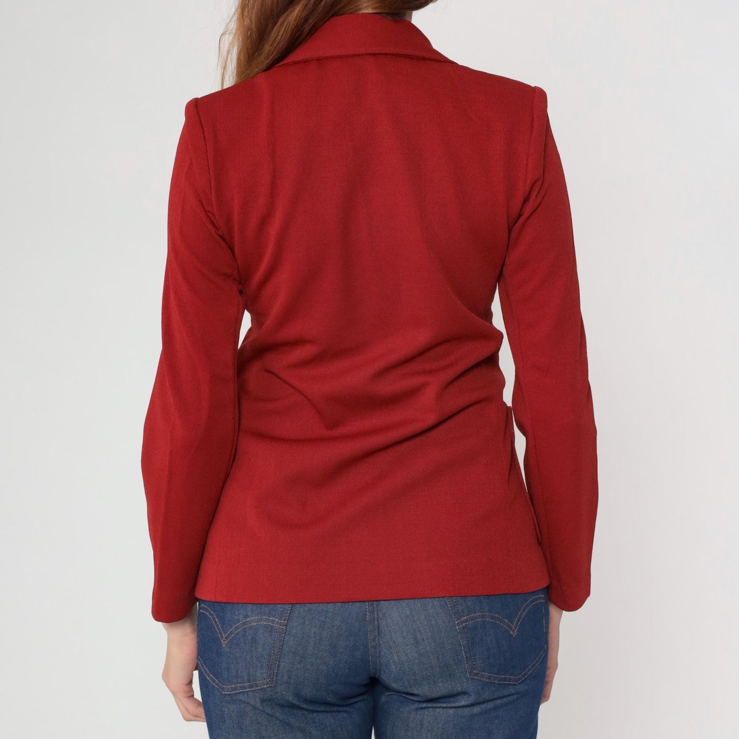 70s Today's Times Cherry Red Blazer Tailored Button Front Jacket Small