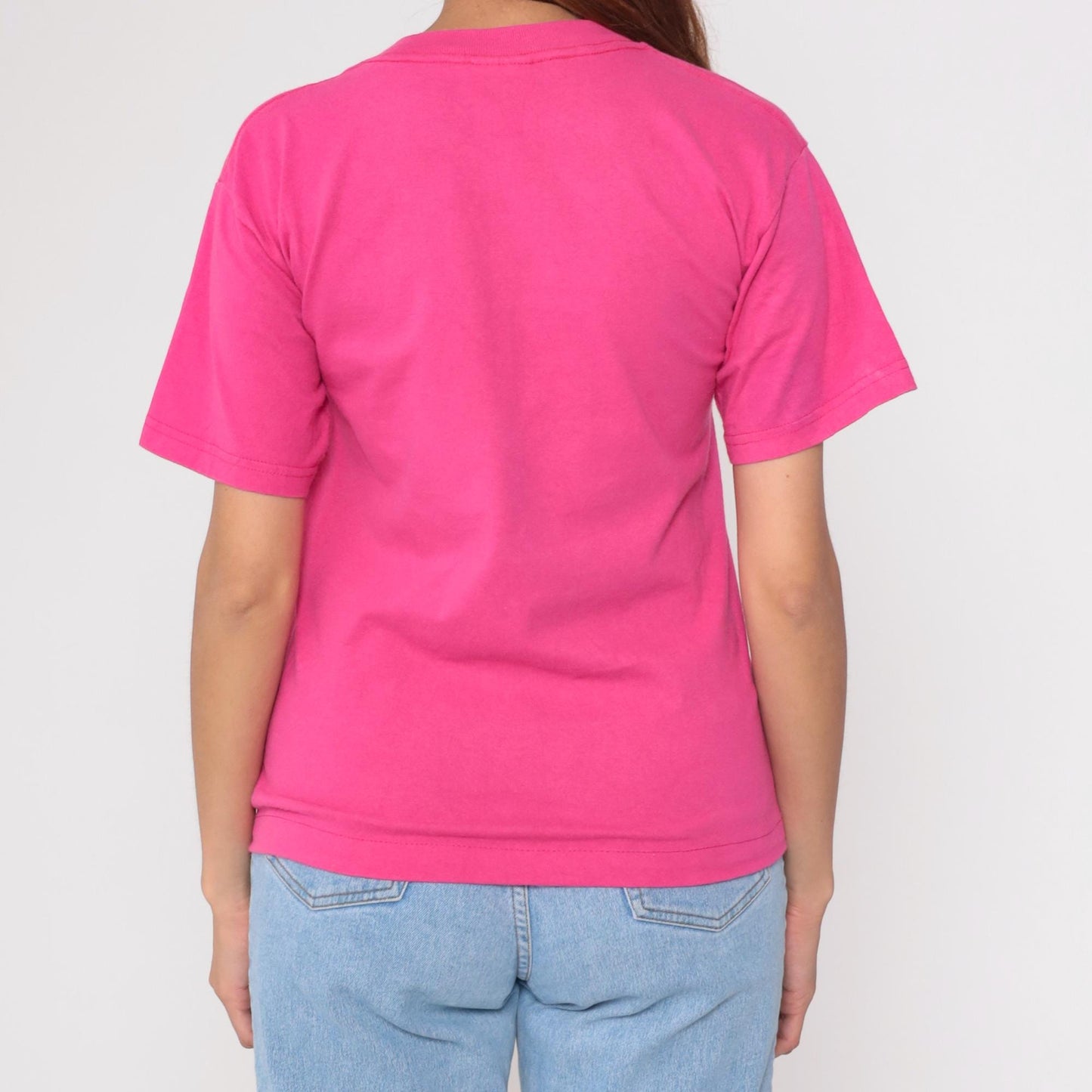 90s Gildan Manta Ray Graphic T-Shirt Hot Pink Cotton Tee Small S