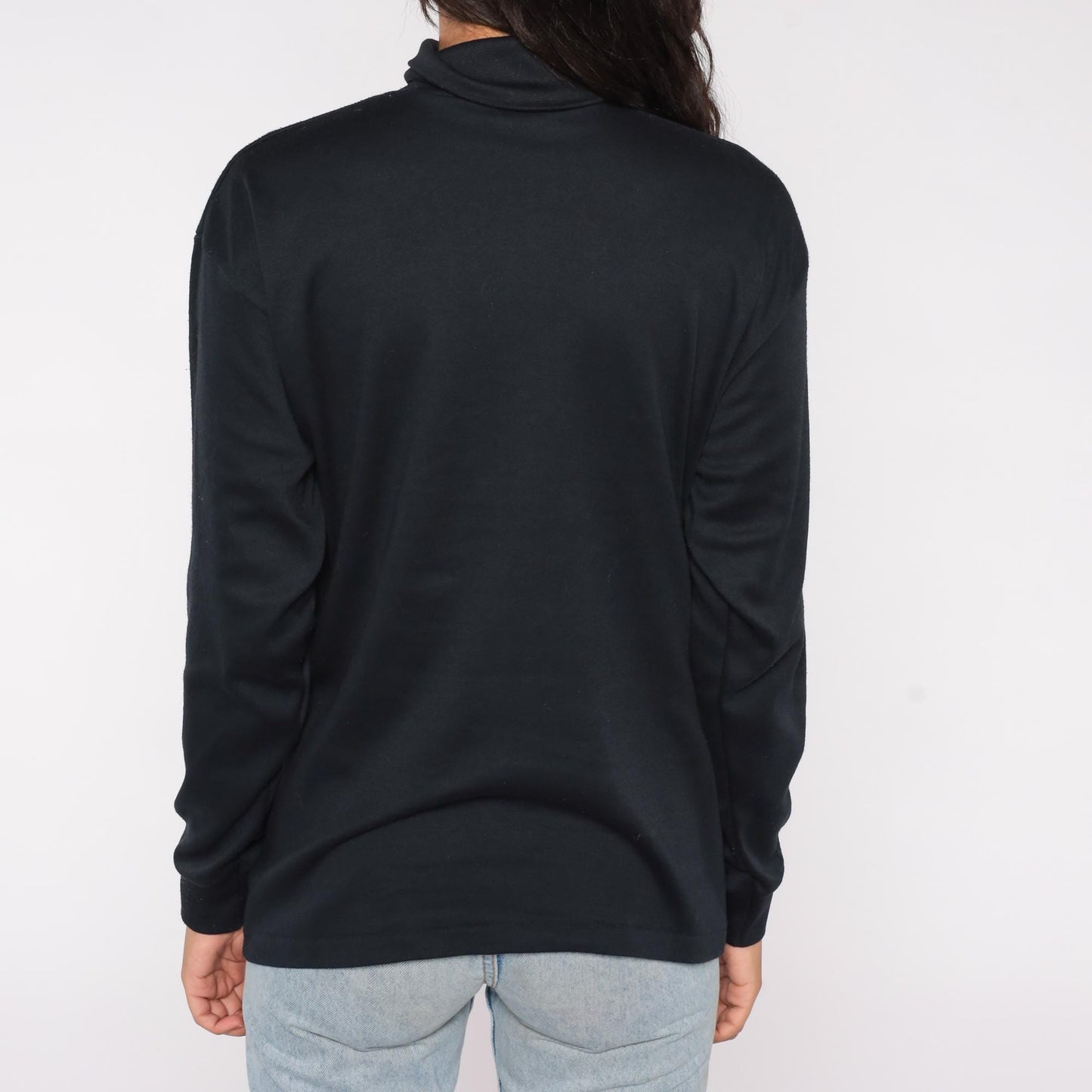 90s Bobbie Brooks Black Turtleneck Cotton Blend Long Sleeve Extra Large XL