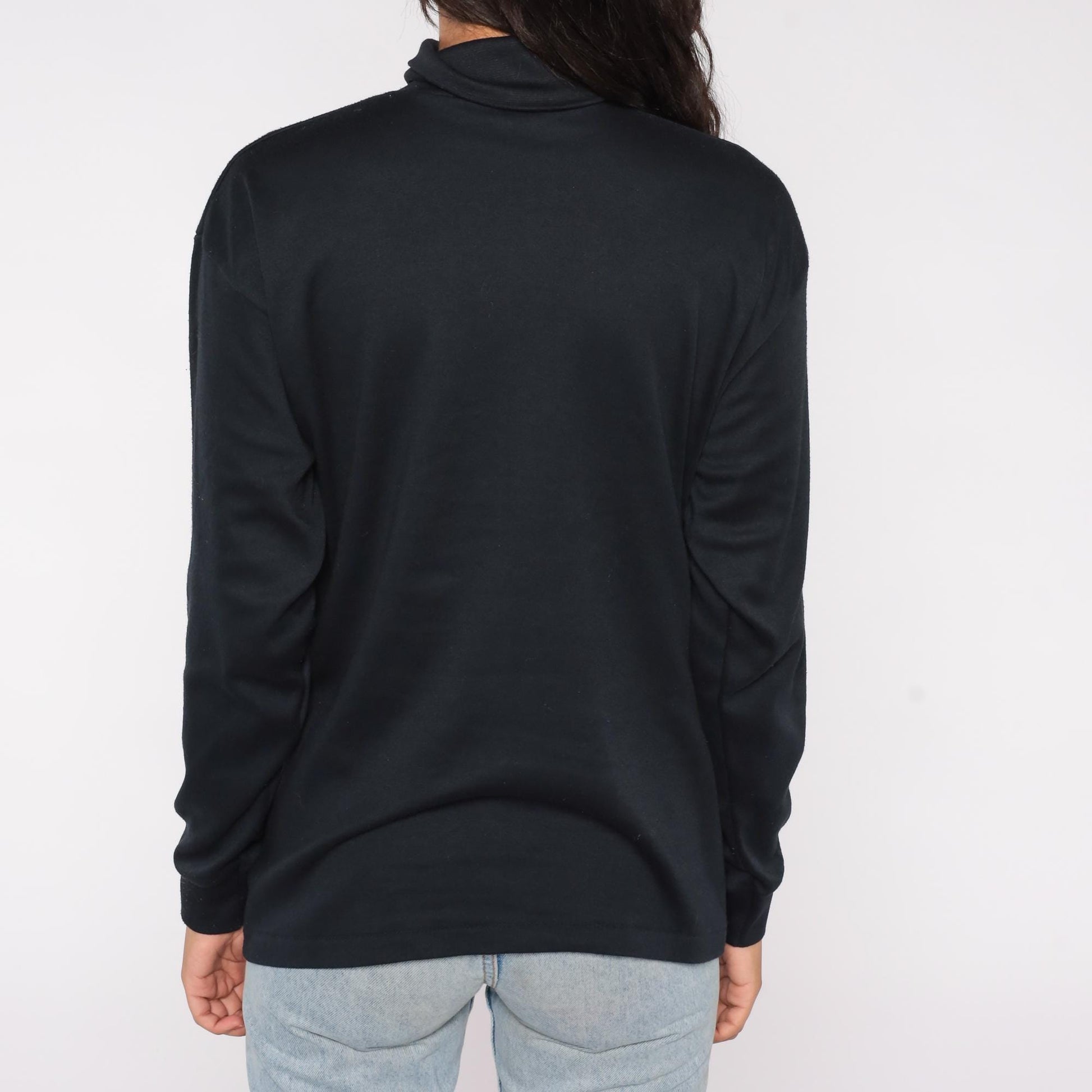 90s Bobbie Brooks Black Turtleneck Cotton Blend Long Sleeve Extra Large XL