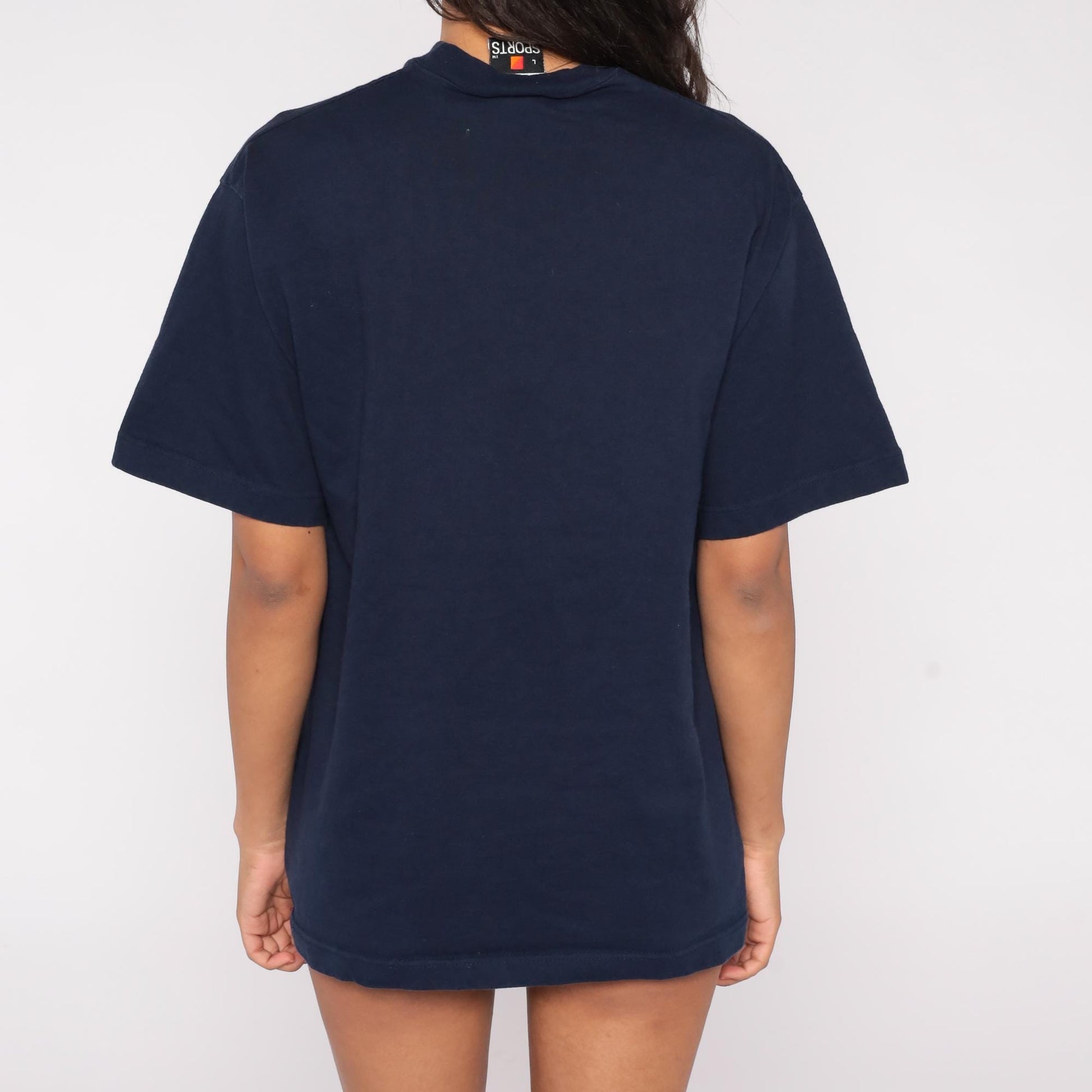 90s Singal Sports Nantucket Nautical Map Embroidered Tee Navy Large L