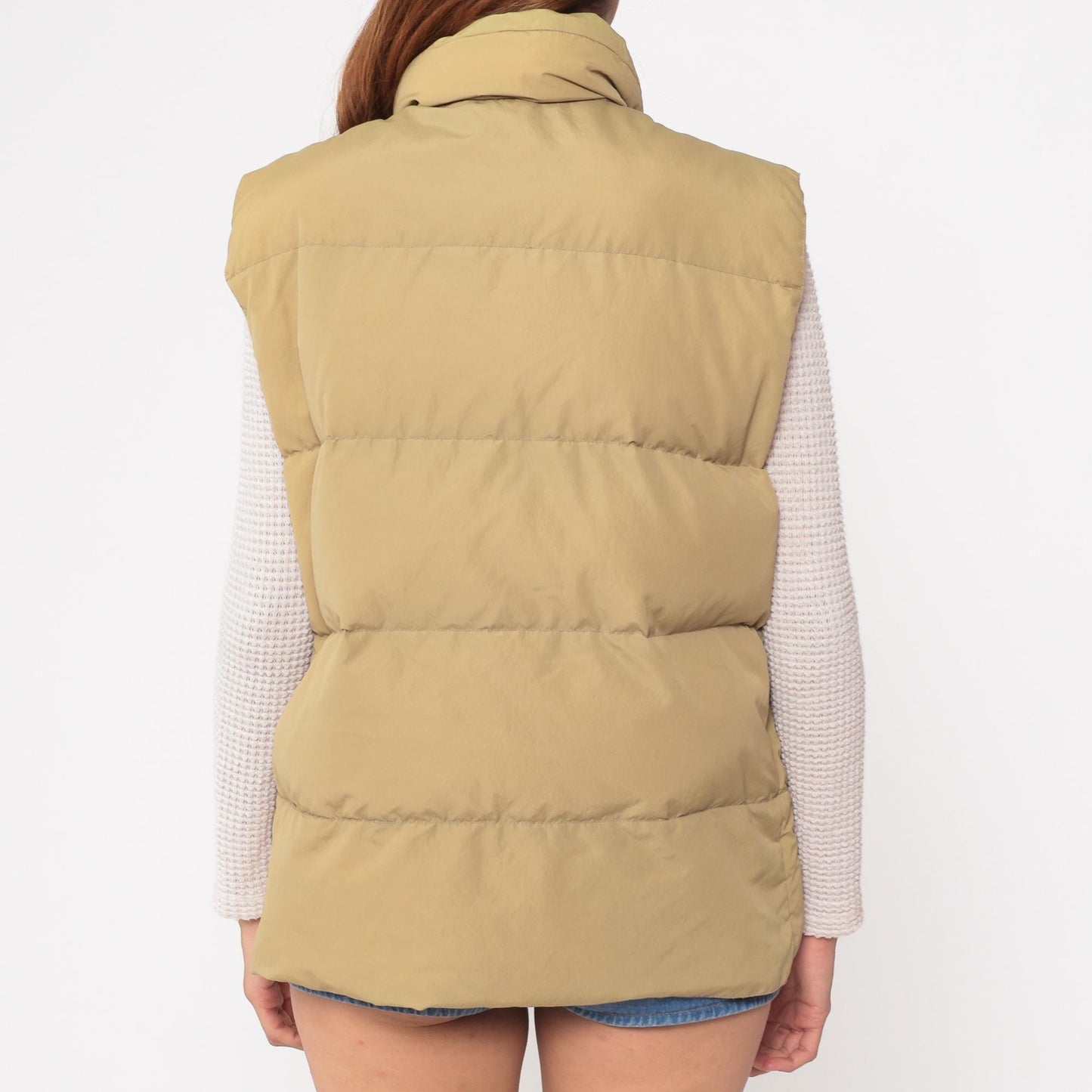90s Sierra Designs Goose Down Vest Khaki Tan Navy Lining Large L