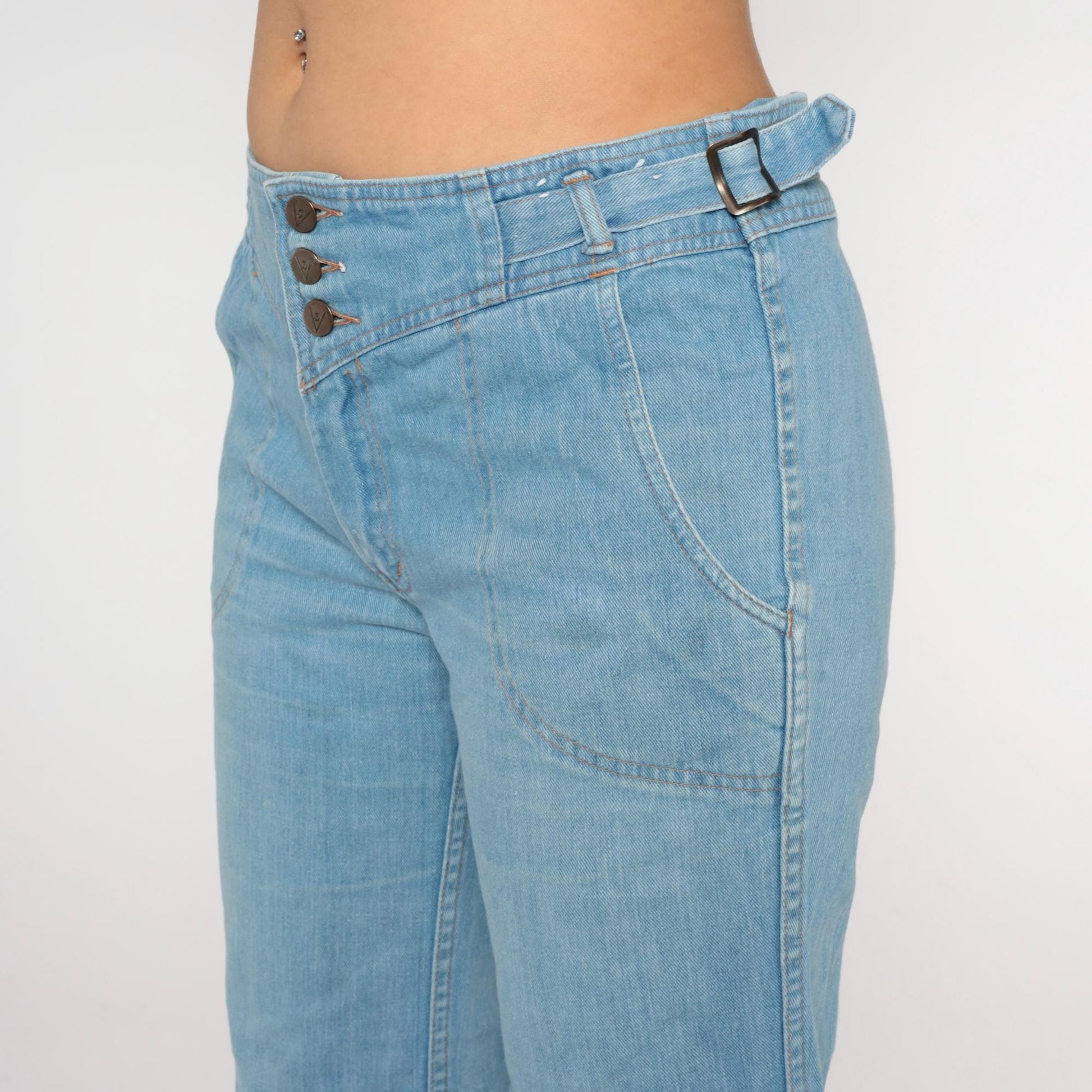 70s Viceroy Bell Bottom Flare Jeans Light Blue Denim High-Waist Extra Large