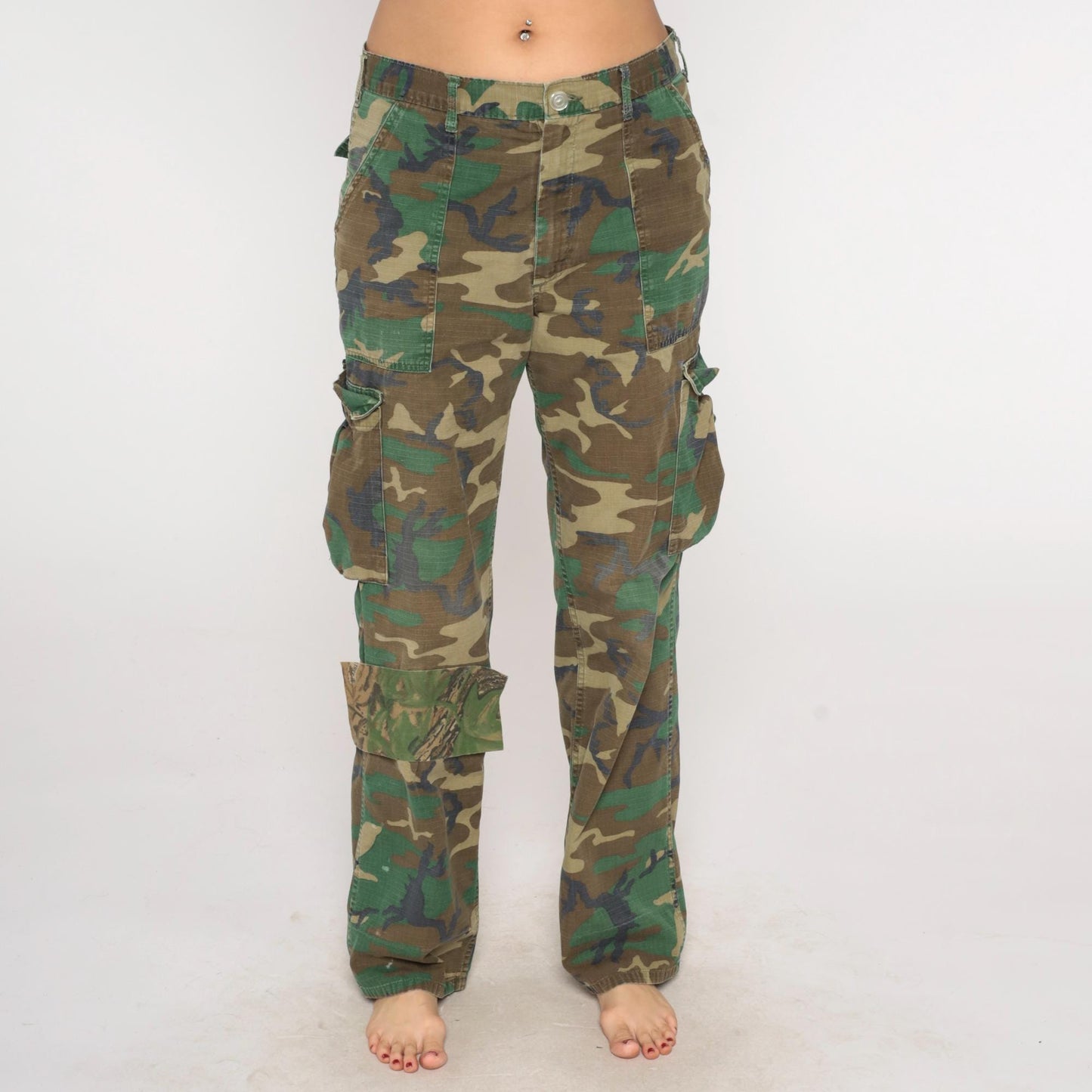 90s Woodland Camo Cargo Pants Military BDU Cotton USA Made Medium