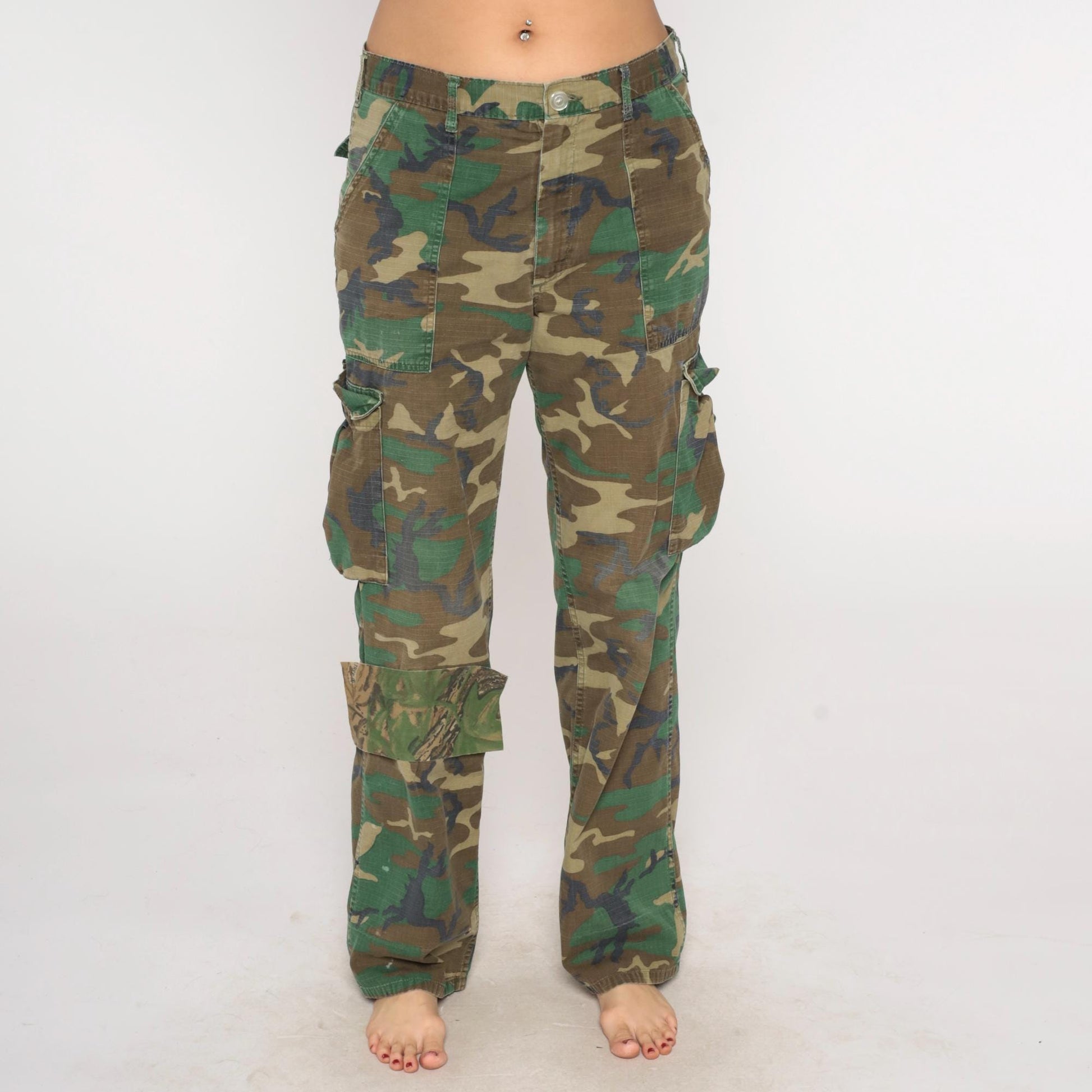 90s Woodland Camo Cargo Pants Military BDU Cotton USA Made Medium