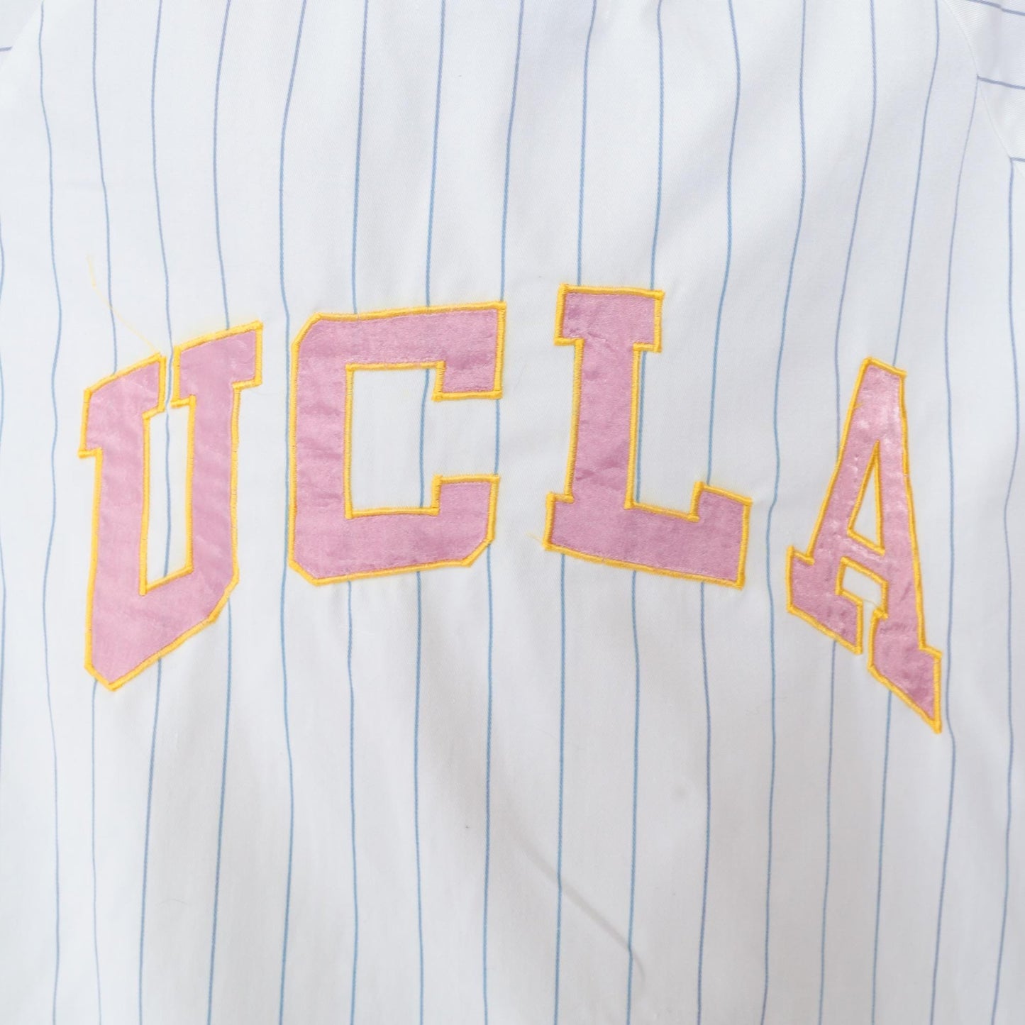90s UCLA Bruins Baseball Jersey Starter White Pinstripe Button Front Extra Large XL