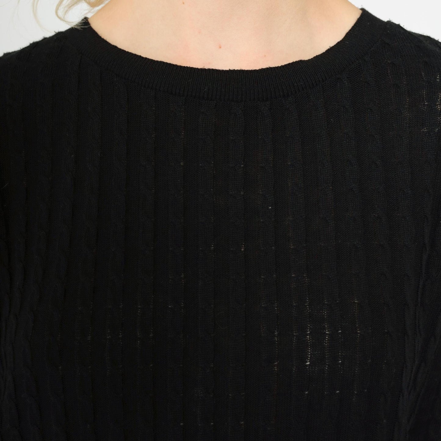 90s K Studio Black Ribbed Knit Sweater Dress Scalloped Hem Large