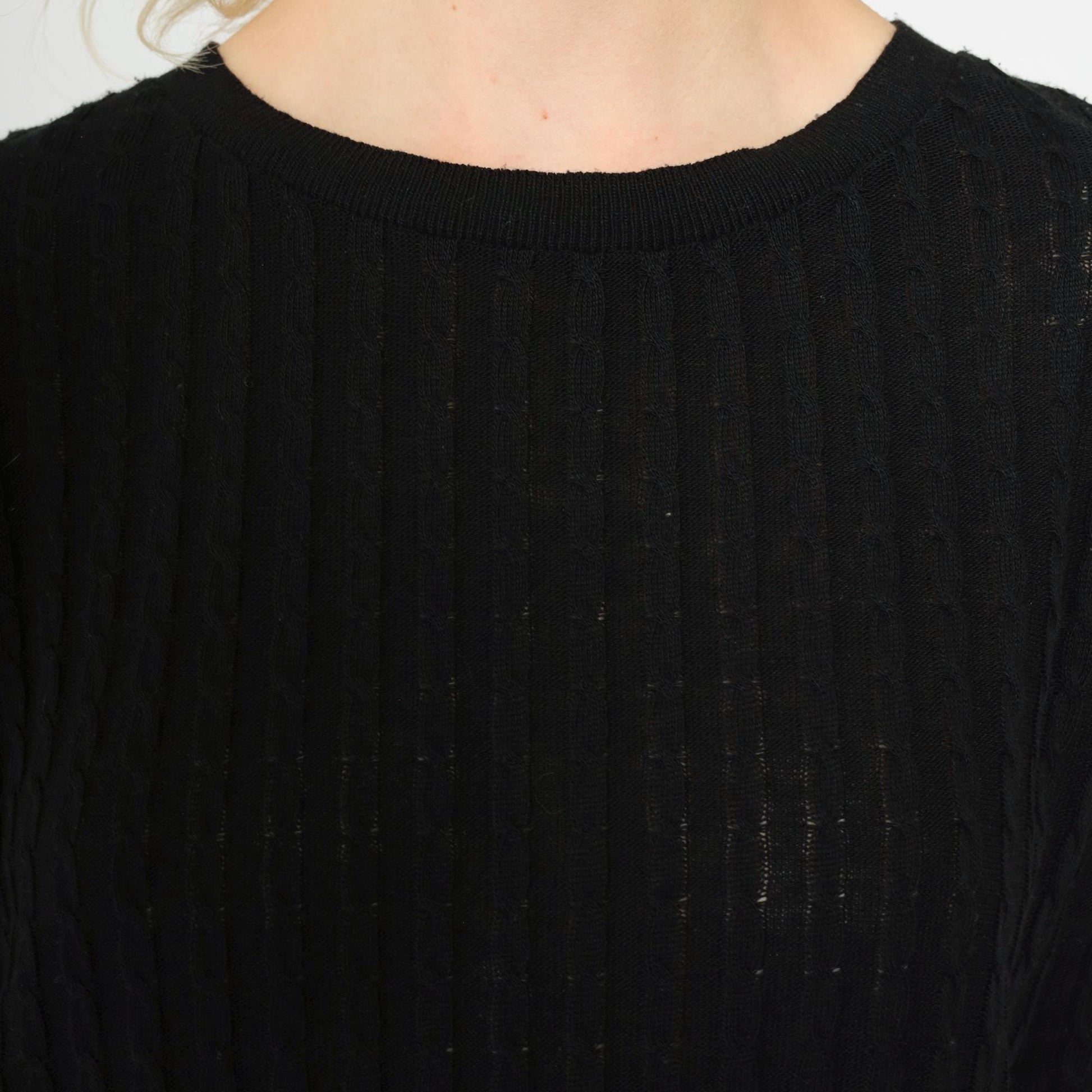 90s K Studio Black Ribbed Knit Sweater Dress Scalloped Hem Large