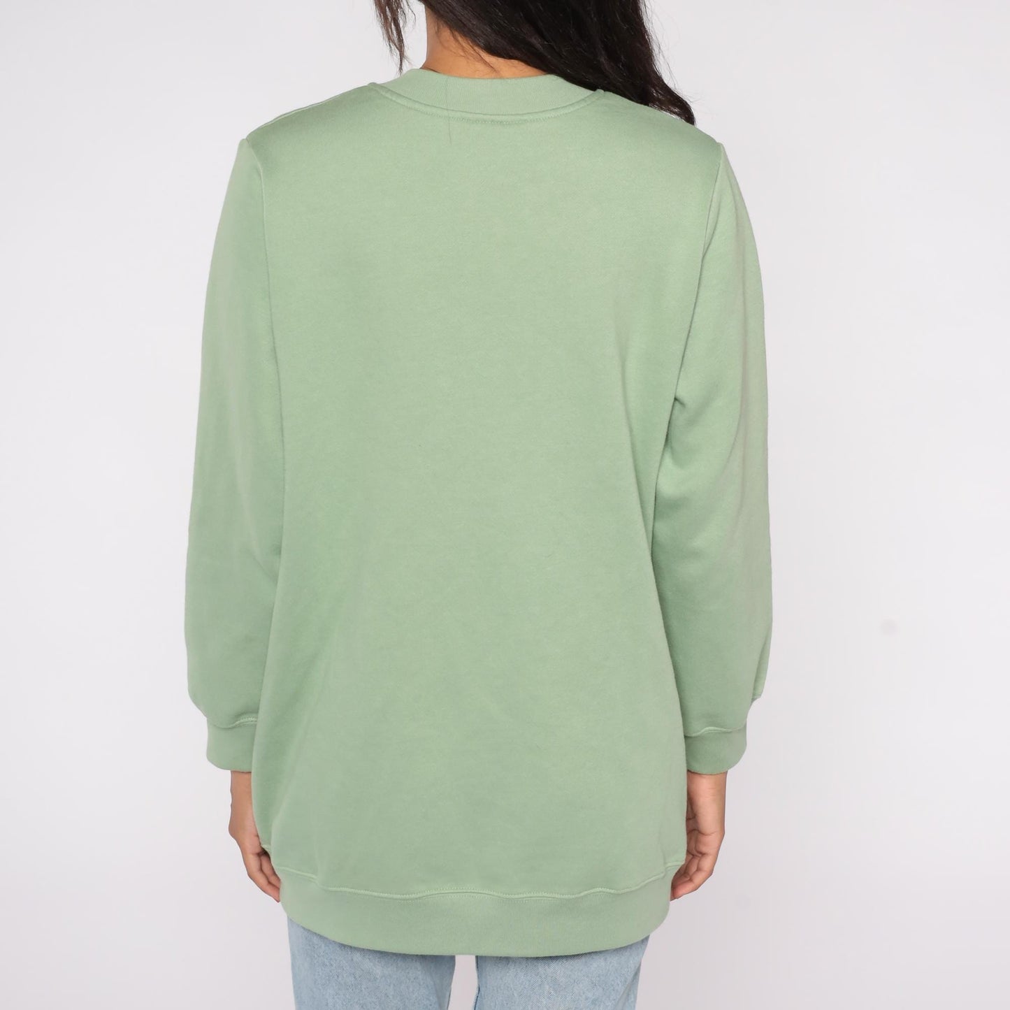 90s Only Necessities Sage Green Snap Button Sweatshirt Jacket Medium M