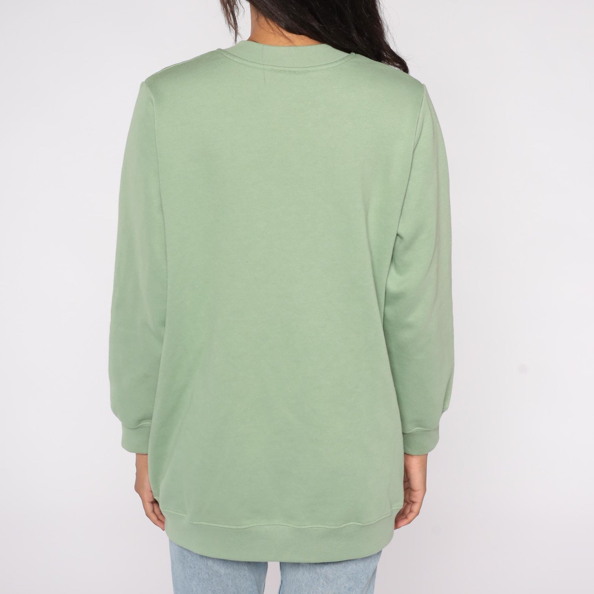 90s Only Necessities Sage Green Snap Button Sweatshirt Jacket Medium M