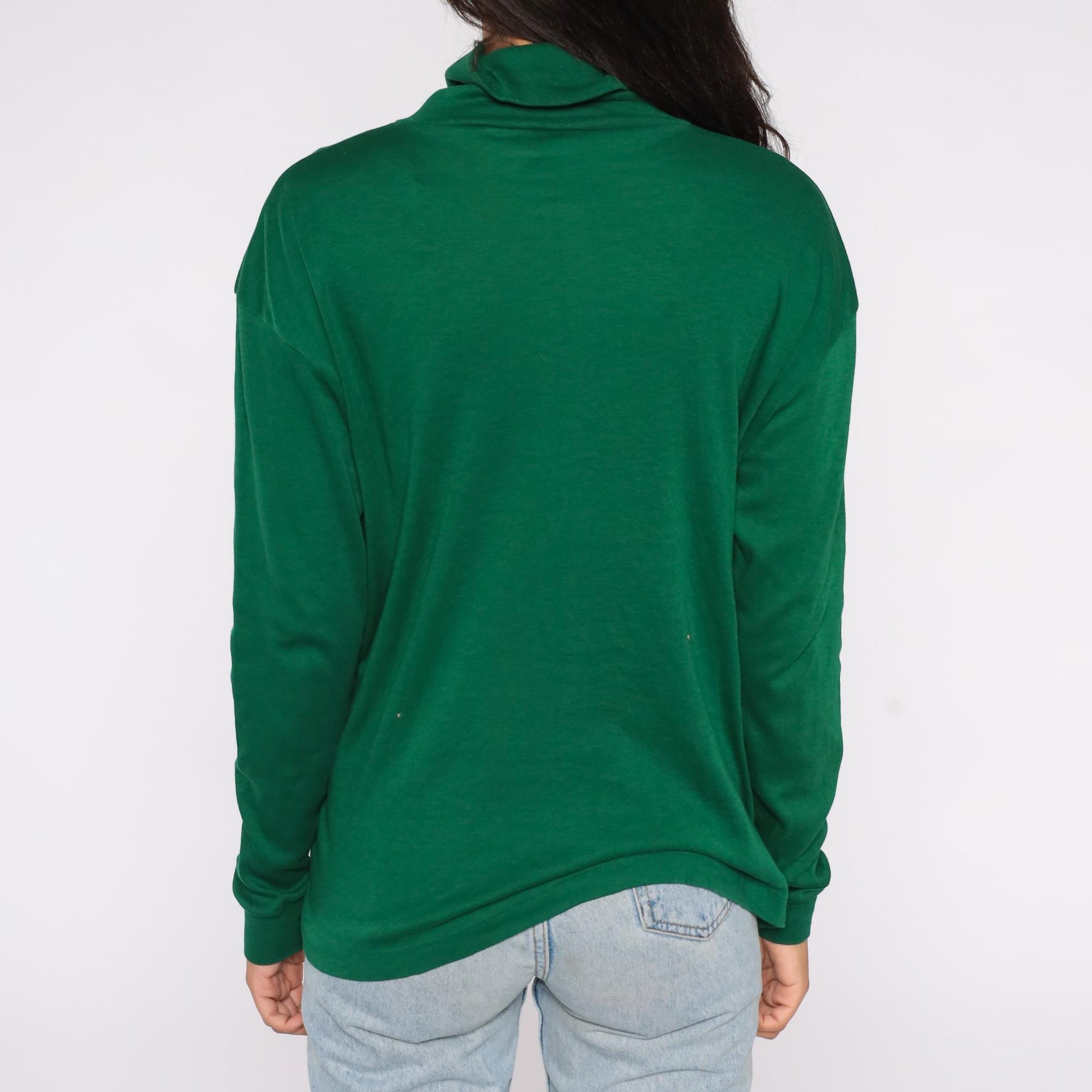 80s Roffe Skiwear Forest Green Turtleneck Long Sleeve Pullover Men's Large