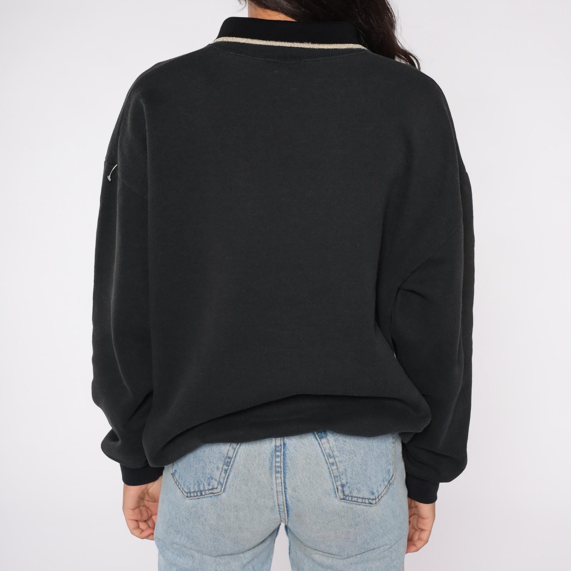 90s Morning Sun Angel Celestial Sweatshirt Black Blue Graphic Cotton Plus 1X