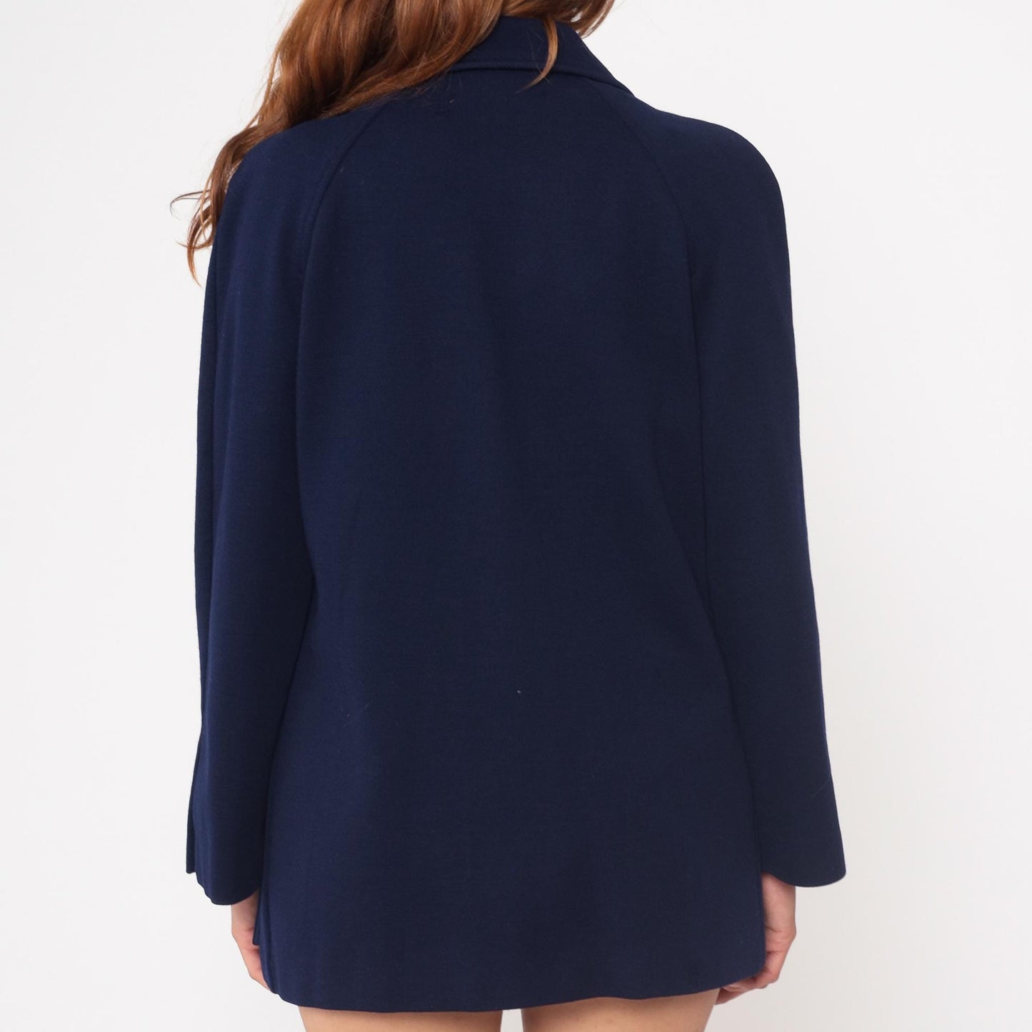70s Marchesa di Grasy Navy Wool Blazer Double Breasted Gold Buttons Medium M