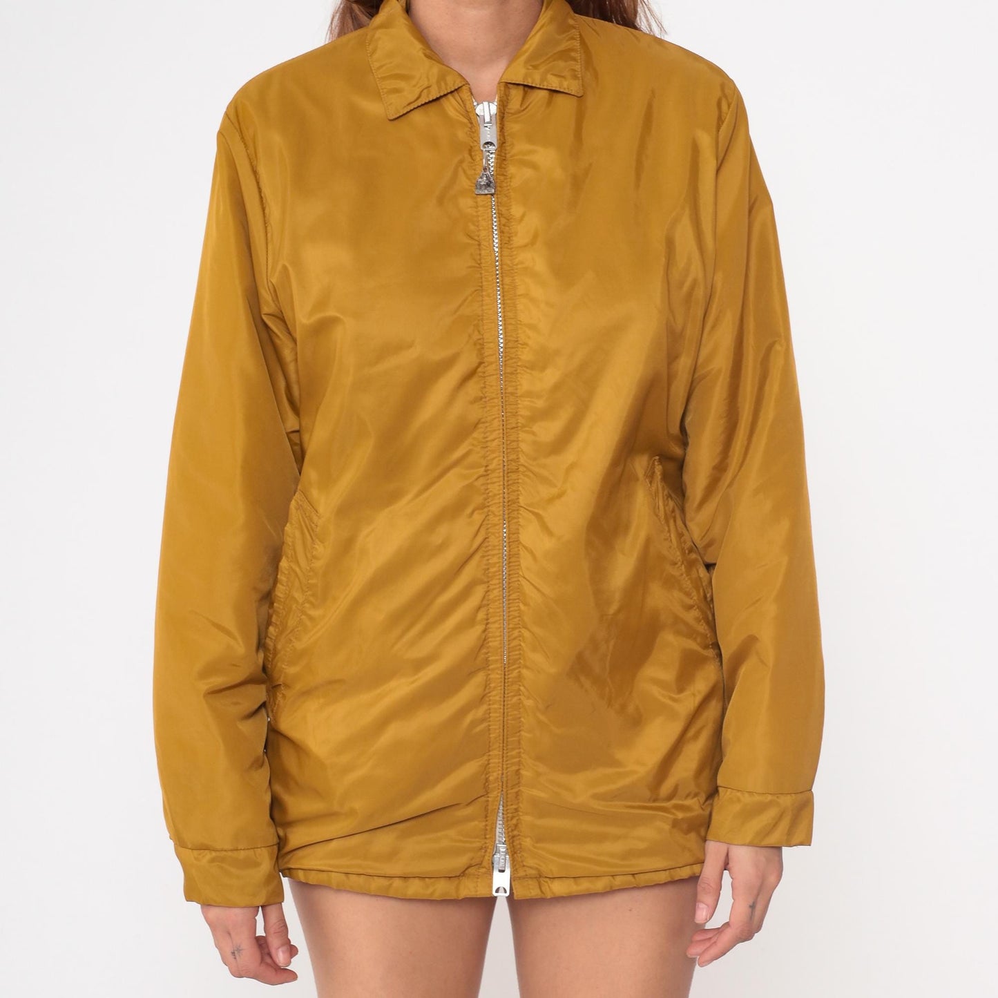 70s Pacific Trail Mustard Yellow Windbreaker Jacket Zip Front Small